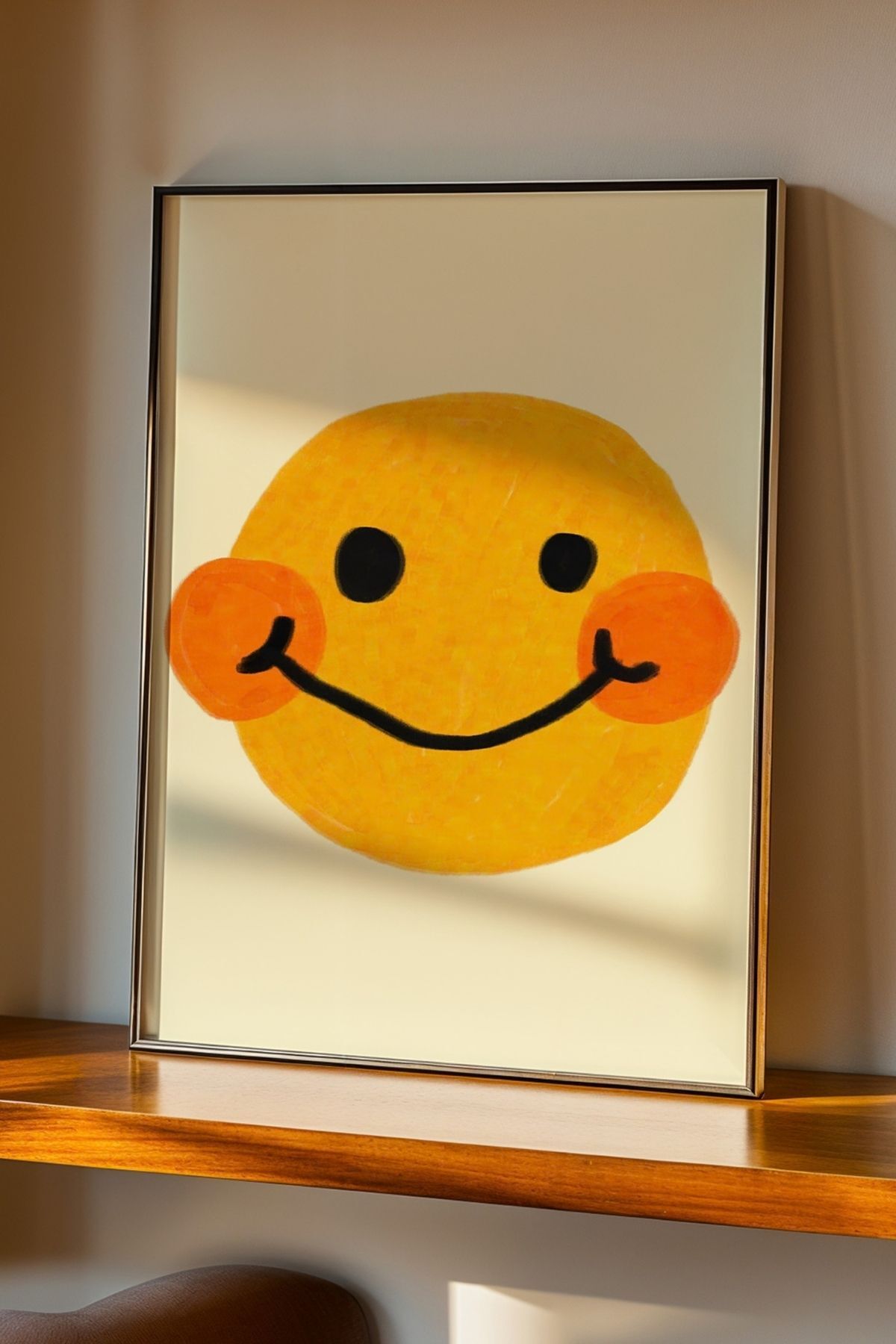 Smiley Yüz Modern Tablo Sarı Gülümseyen Emoji Poster Duvar Dekoru Çerçevesiz