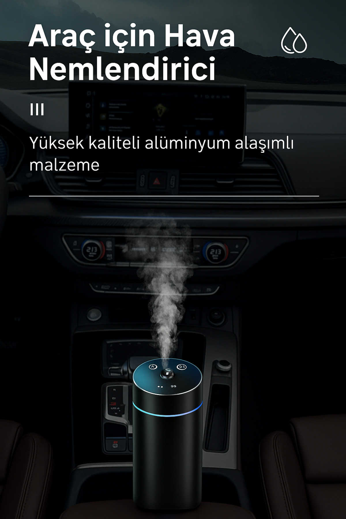 260ml USB Araba Bardaklığına Uyumlu Mini Hava Nemlendirici Ultrasonik Buhar Makinesi Gece Lambalı