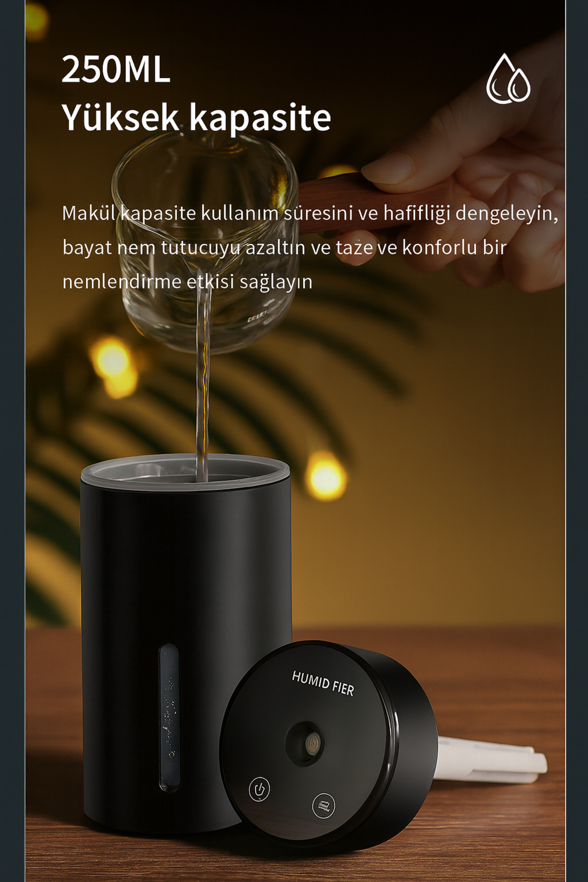 260ml USB Araba Bardaklığına Uyumlu Mini Hava Nemlendirici Ultrasonik Buhar Makinesi Gece Lambalı