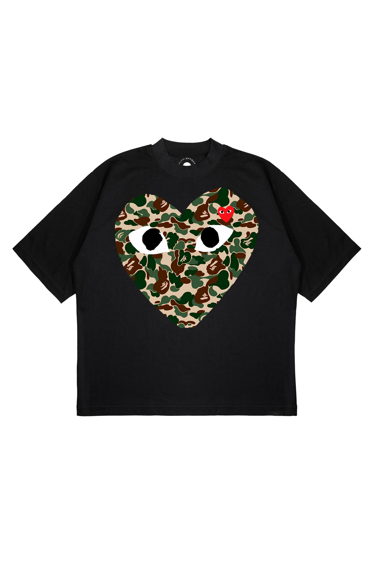 PURE EFFECT  Unisex Oversize COMME CAMOUFLAGE Baskılı Boxy Fit Kalın Kumaşlı (240gsm) T-shirt