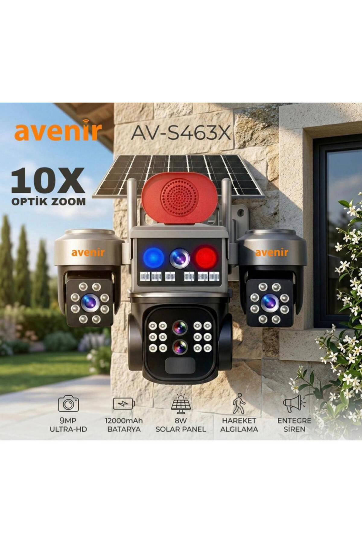Avenir Avenir-S463--10X ZOOM--9MP ULTRA HD--Sim Kartlı--3 Kameralı