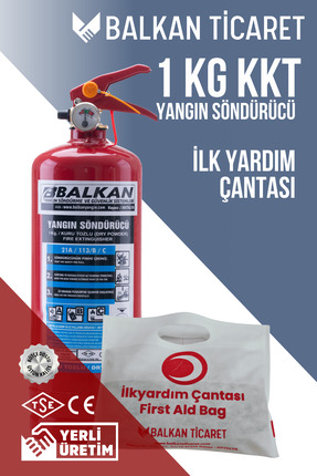 Balkan Ticaret 1Kg Araç İçin Yangın Tüpü İlkyardım Seti Ruhsata Uygun 4 Yıllı...