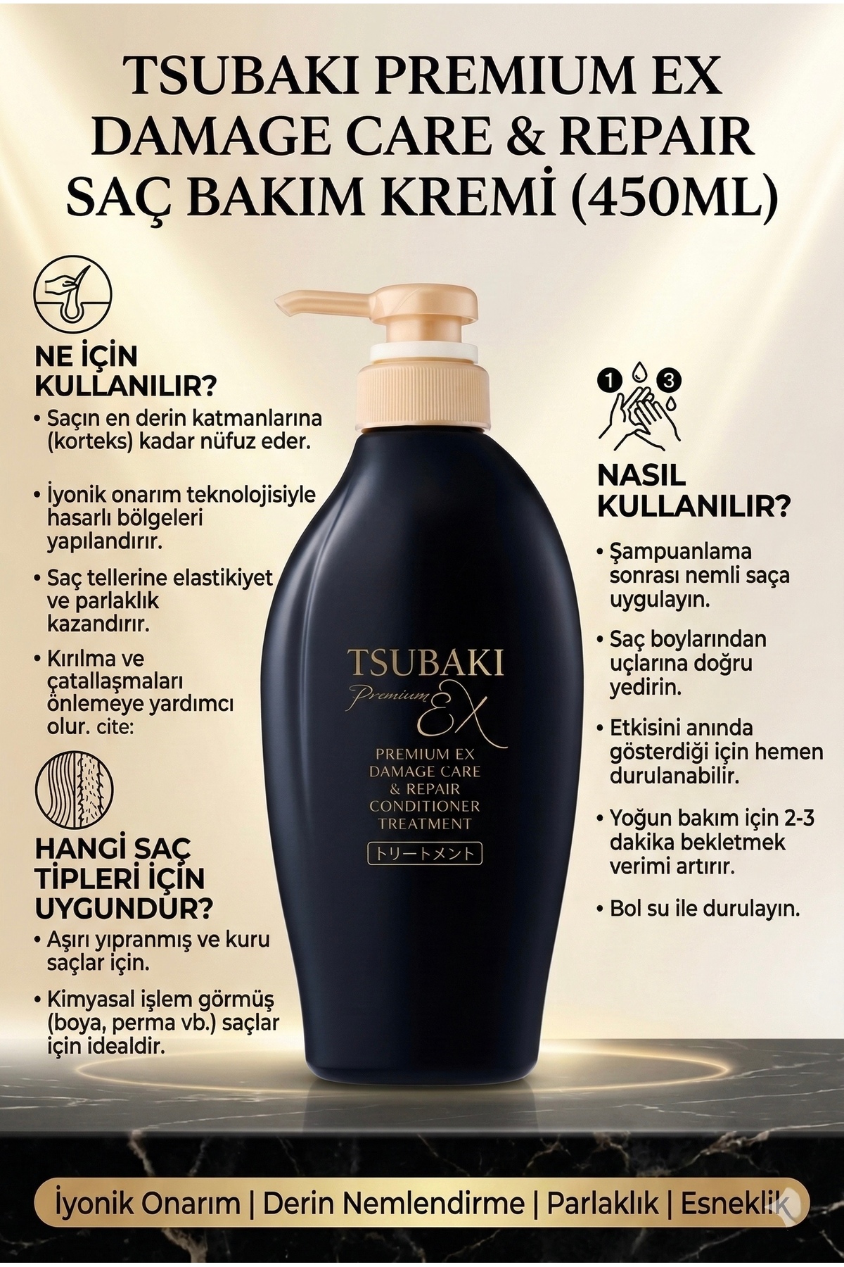 Premium EX Damage Care & Repair Saç Kremi 450 ml – Yoğun Onarıcı Krem — ExKrem450 — تصویر 2 از 4