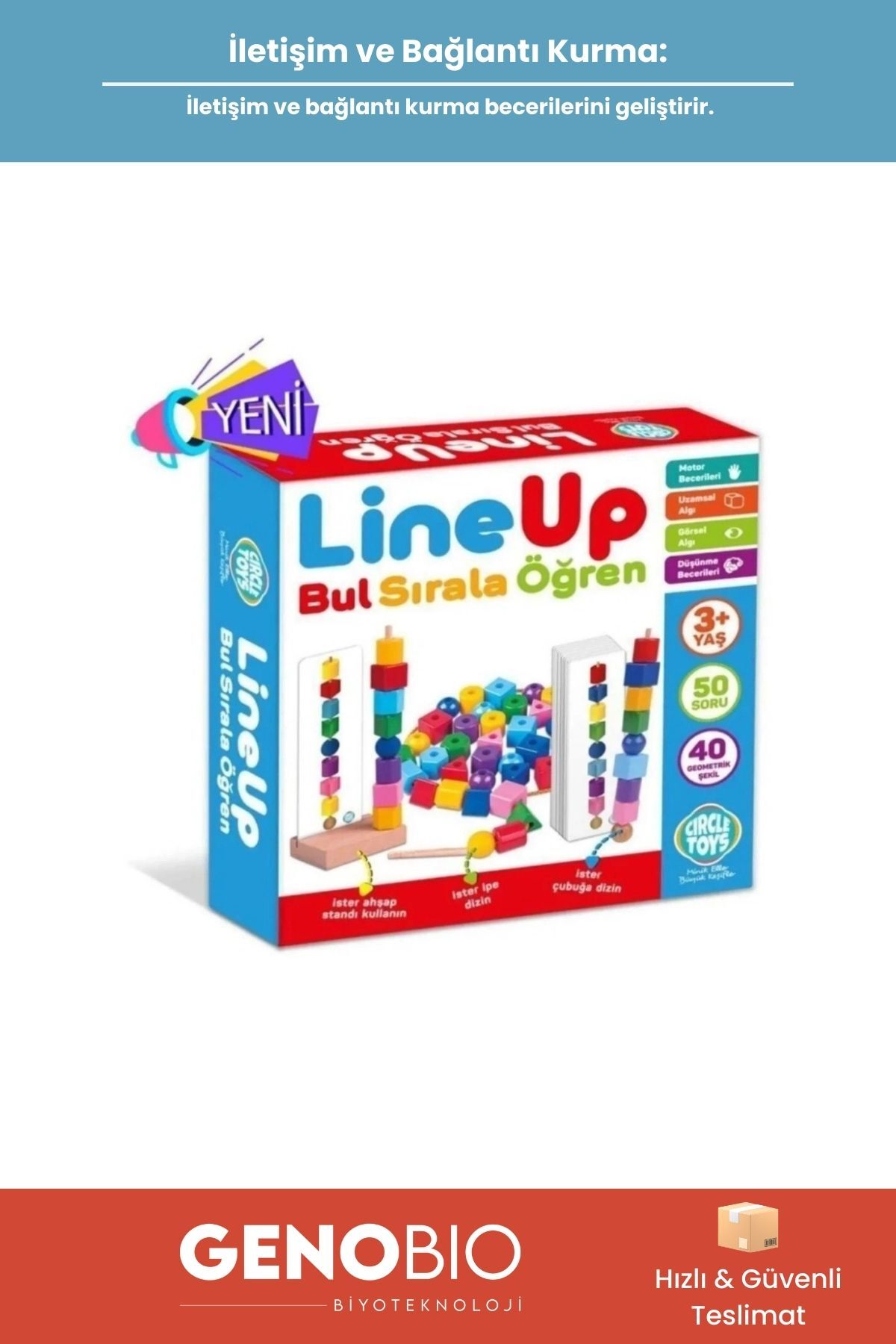 GenoBio #EğiticiOyun Zeka El Göz Koordinasyon Gelişini 40 Soru 50 Geometrik Şekil Dizme Eğitici Oyuncak Seti fotoğrafı 3 (önizleme)