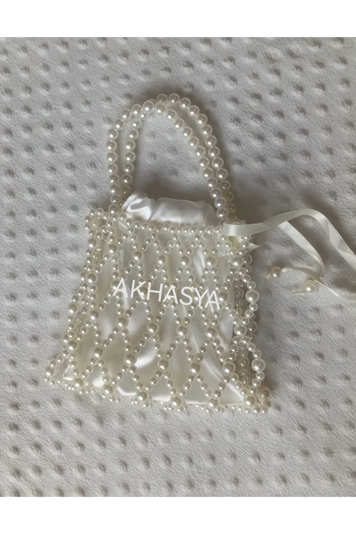 AKHASYA İNCİ BONCUKLU EL ÇANTASI (ASKISIZ) görsel 2