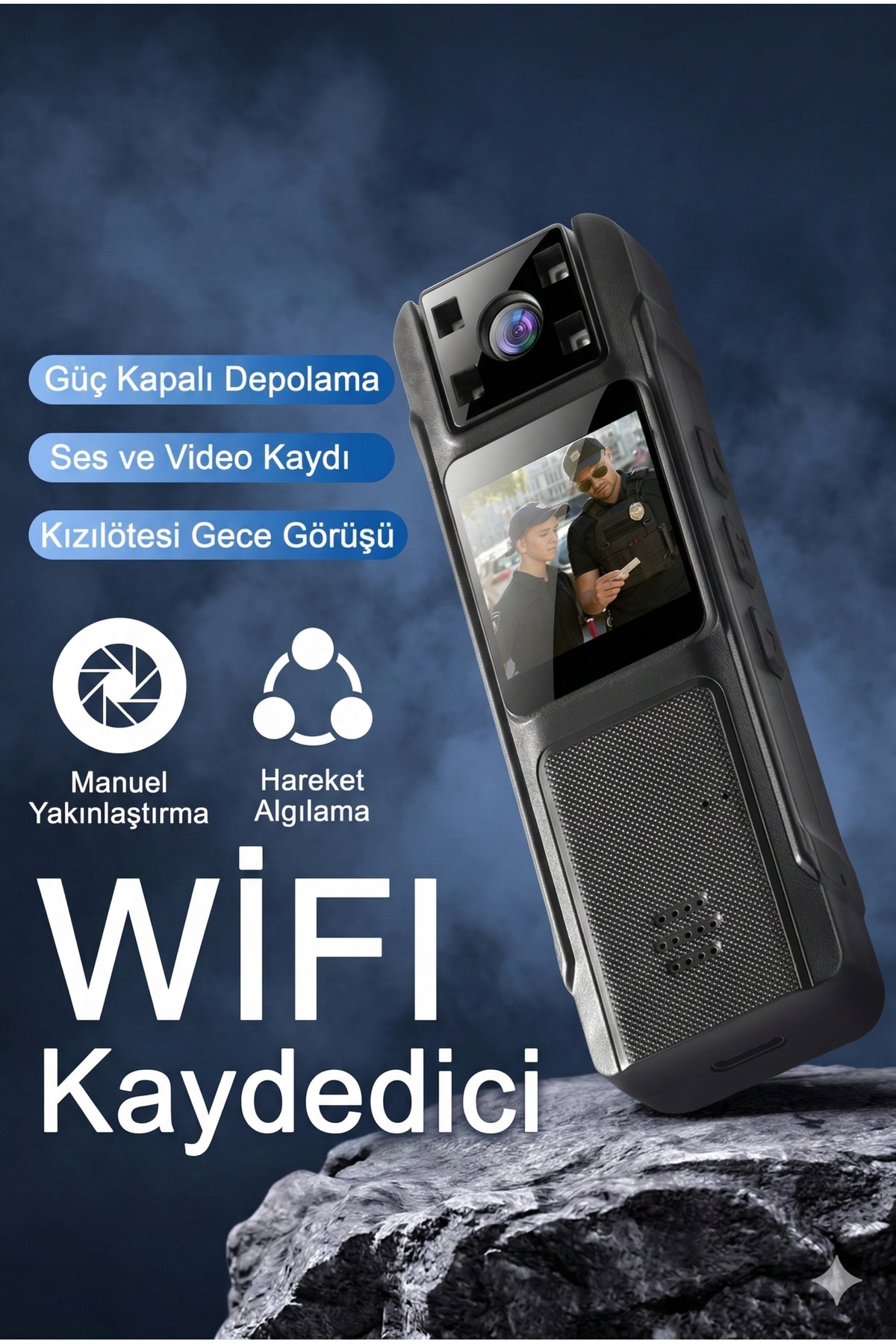1080P Wifi Dijital Mini Aksiyon Gece Görüşlü Giyilebilir Kamera 180 Derece Döndürülebilir
