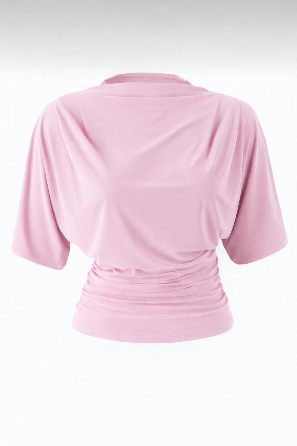 peri tower  Kadın Fitted/Vücuda Oturan Kayık Yaka Yarasa Kol Esnek Örme Bluz 0067