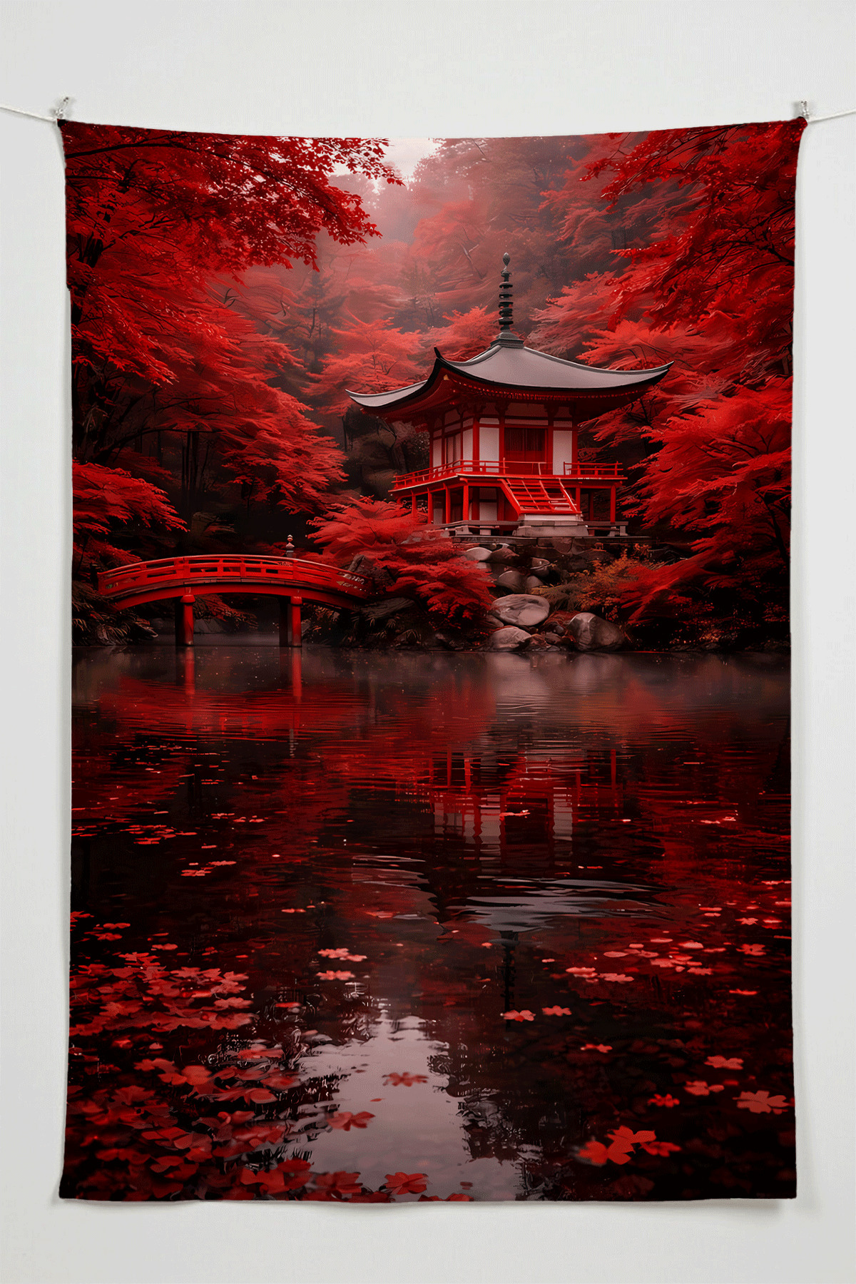 Red Temple Wallcovering โ Oversized Tapestry Tapestry Tapestry, Game Anime Film Room Decor
