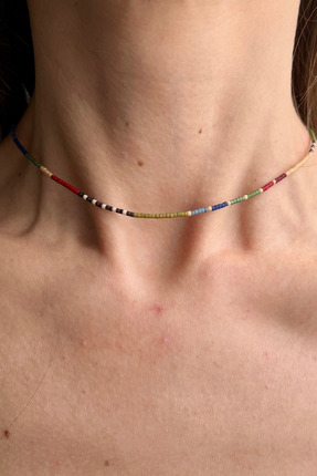 NOKCE Meeri Jewelry Miyuki Cam Boncuk Renkli Kolye, Her Mevsime Uygun Soft Re...