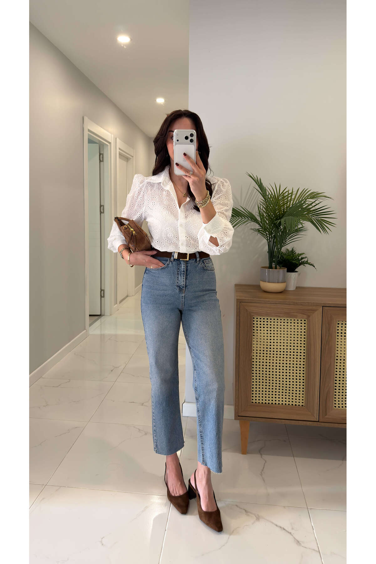 BİRCANÇİL  Tisra Açık Mavi Kesik Paça Boy Fit Jean - Görsel 3