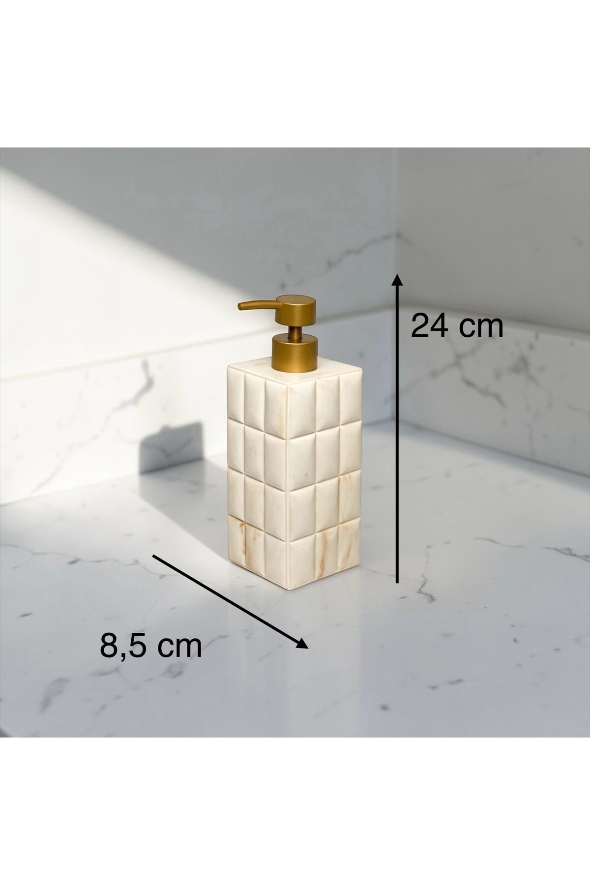 Ladurée 770 ml Mermer Kare Desenli Sıvı Sabunluk – Şık ve Modern Dispenser