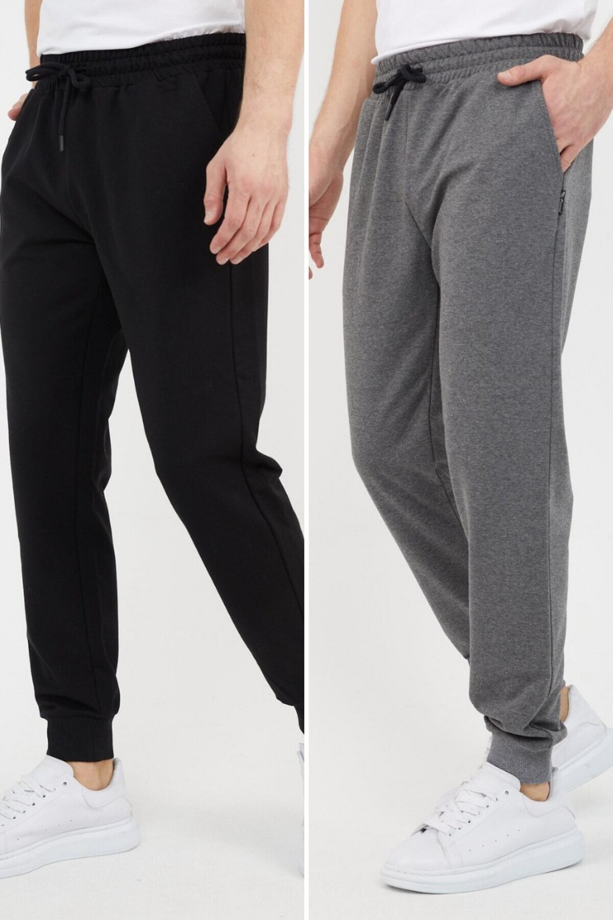 Men's Black-Anthracite Sweatpants Standard Fit Comfortable Fit with Pockets