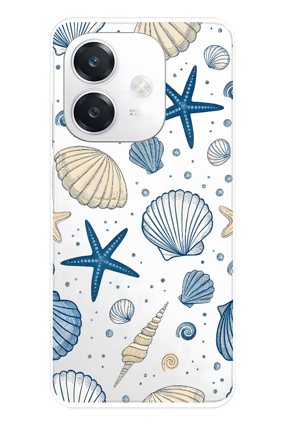 FLAMENKO Oppo A3 Compatible Sea Shell and Star Patterned Transparent ...
