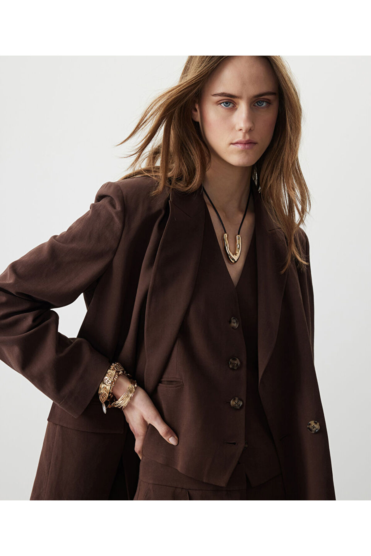 MISS IPEKYOL Vatkalı kruvaze blazer