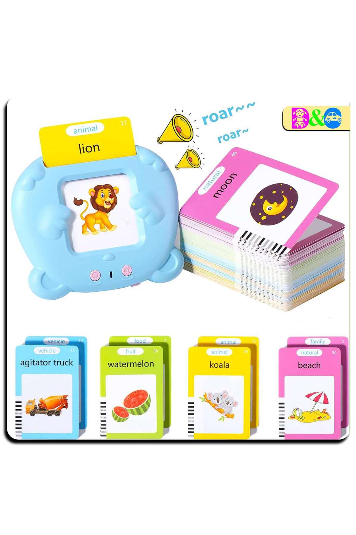 Generic Konuşan Flash Kart İngilizce Öğrenme Oyuncağı 224 Kelime – 112 Kart - Mavi fotoğrafı 3 (önizleme)