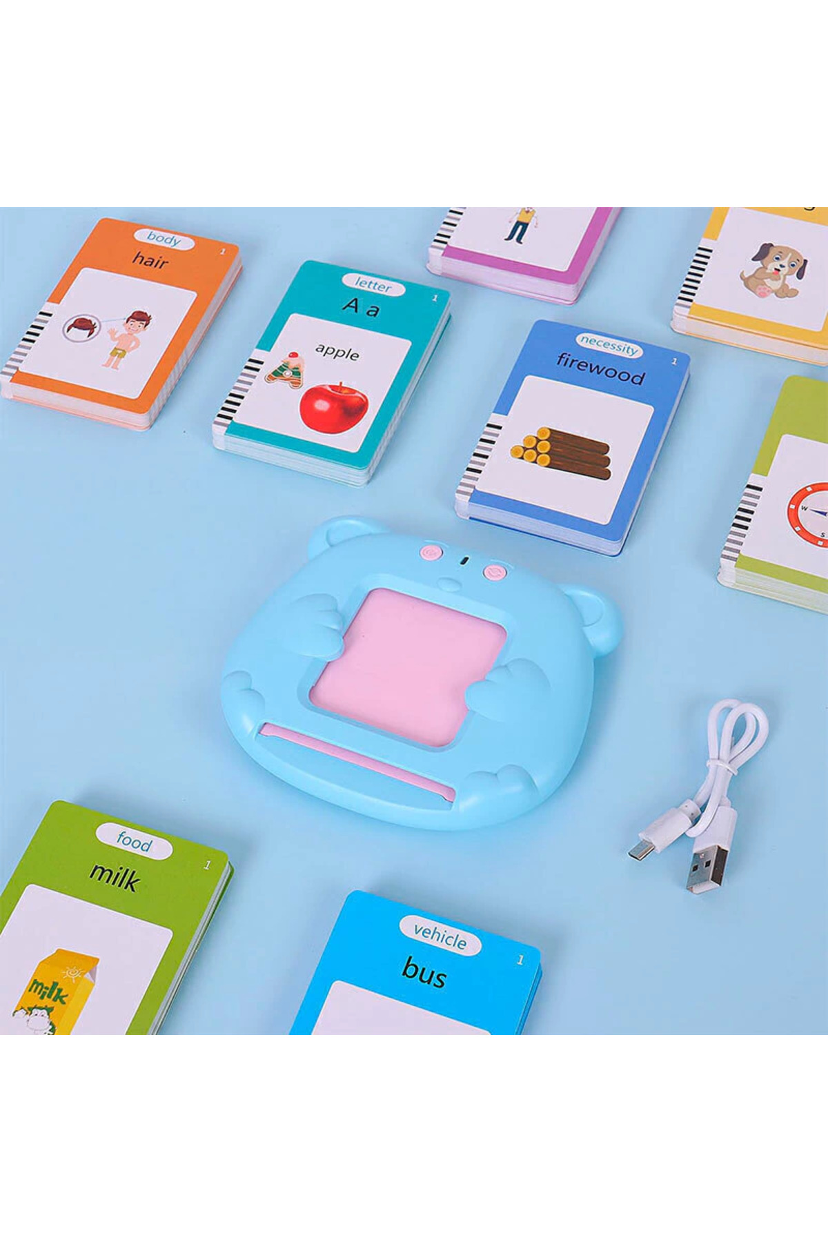 Generic Konuşan Flash Kart İngilizce Öğrenme Oyuncağı 224 Kelime – 112 Kart - Mavi fotoğrafı 2 (önizleme)