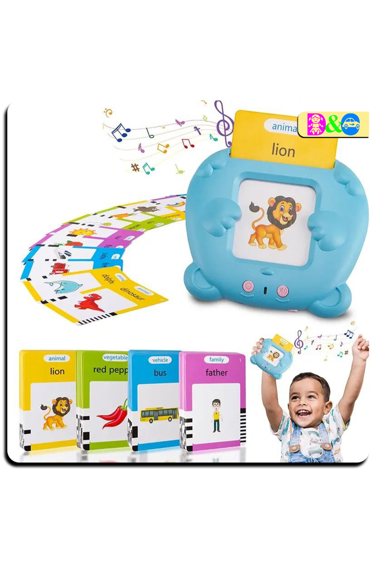 Generic Konuşan Flash Kart İngilizce Öğrenme Oyuncağı 224 Kelime – 112 Kart - Mavi fotoğrafı 5 (önizleme)