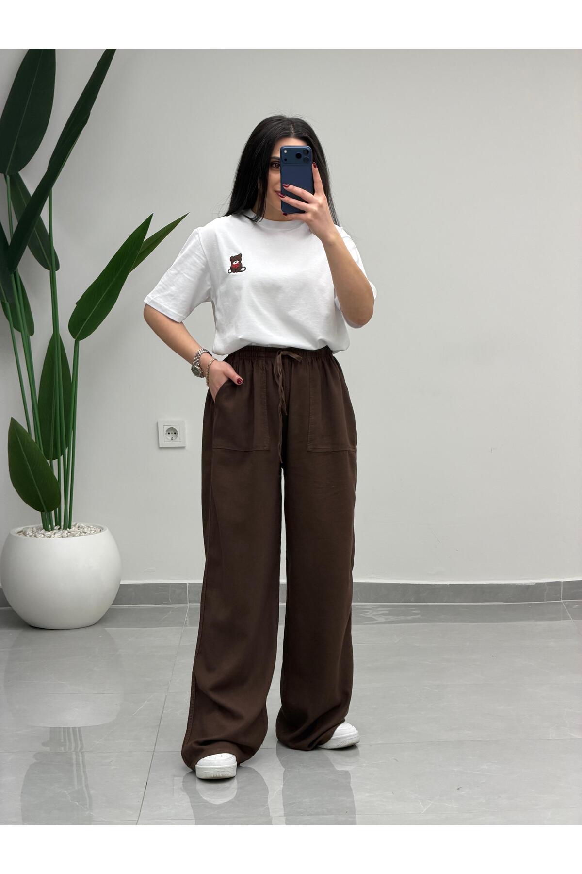 MARGA  Bol Paça Yüksek Bel Tensel Palazzo Pantolon