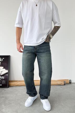 hafkagiyim Vintage Mavi Basic Baggy Fit Pantolon