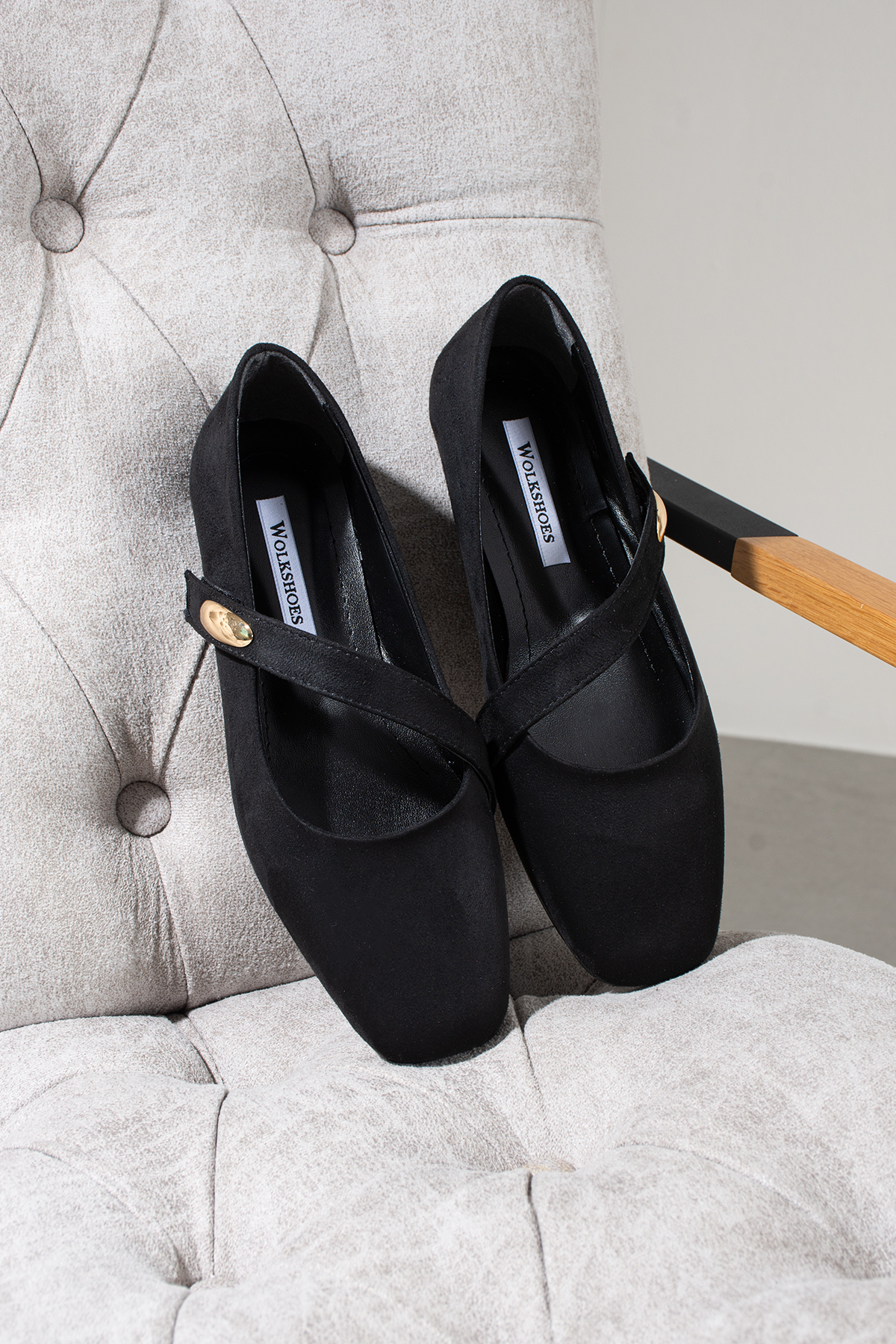 wolk shoes  vibe yandan tokalı cırtlı kadın babet