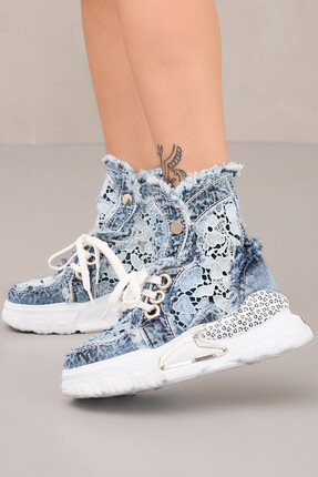 StarBlueMooN KADIN DANTELLİ KOT BOT YAZLIK