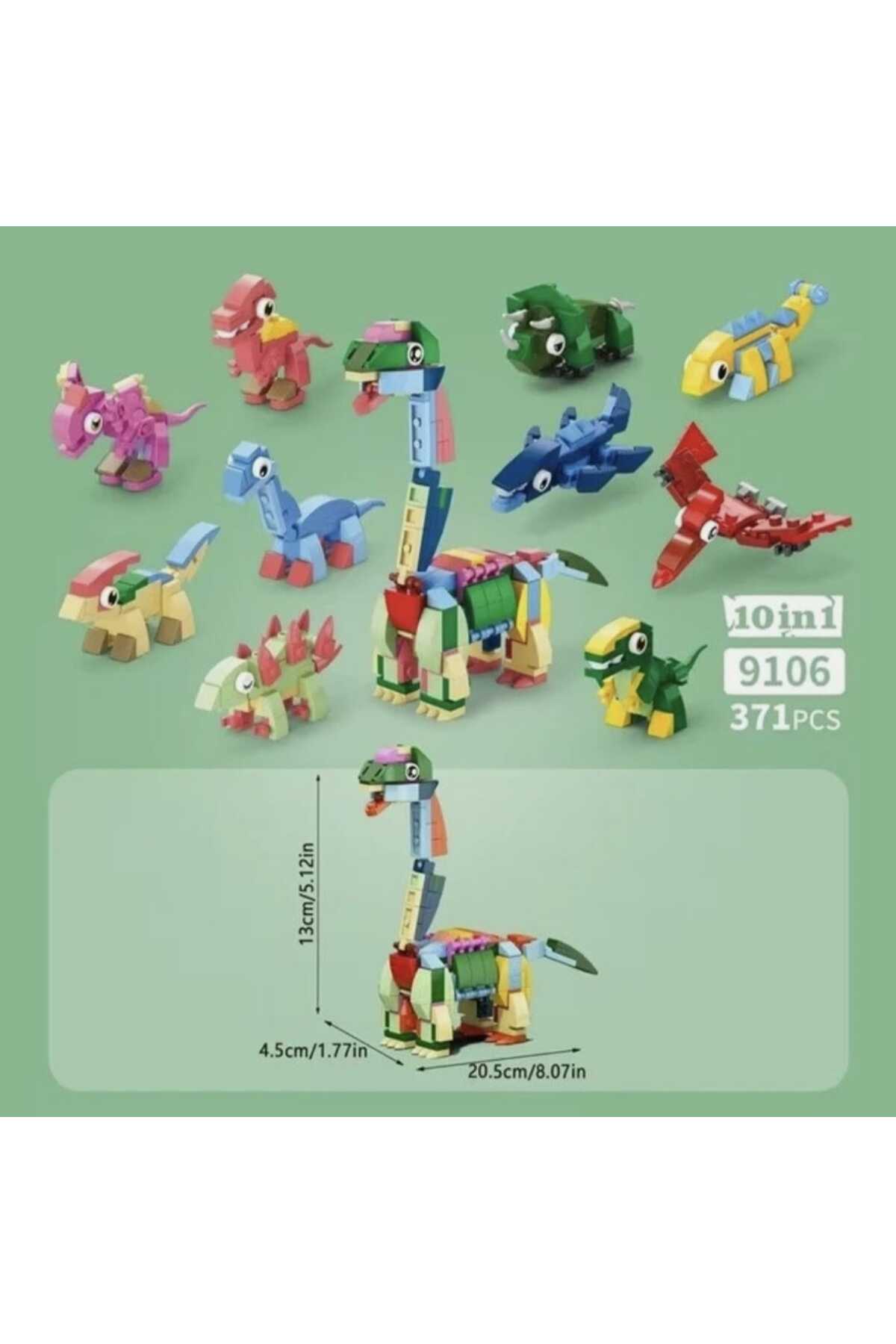 Daily Bazaar 371 Parça Mini Dinozor Blokları 10IN1 - 10'lu Koleksiyon Yapım Seti - Eğitici Bloklar fotoğrafı 3 (önizleme)
