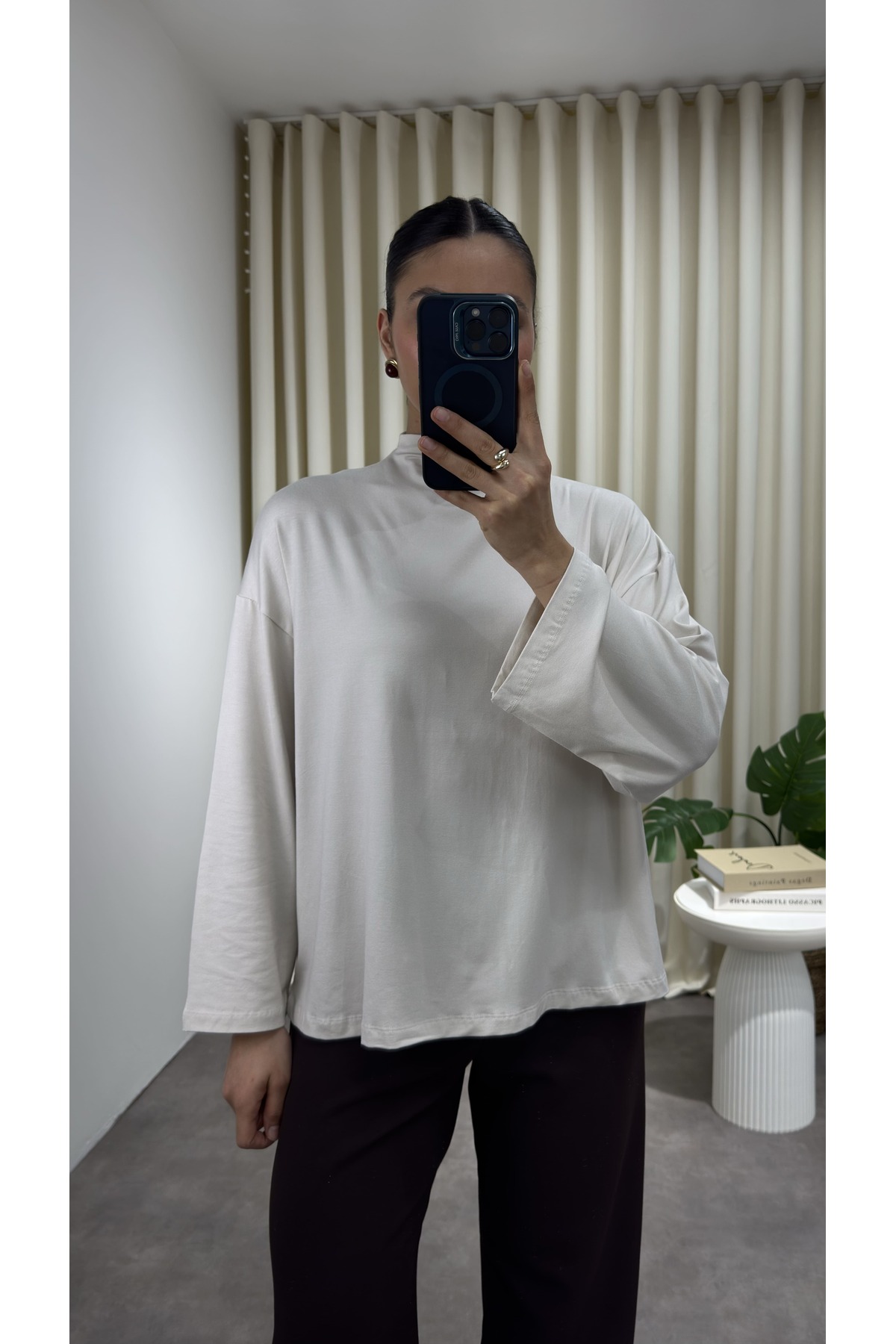 YOUR NAME Dik Yaka Oversize Dökümlü Bluz görsel 2