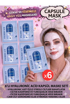 M00YAM En Çok Tercih Edilen! Hyaluronic Acid Capsule Mask 6’lı Yüz Maskesi Seti