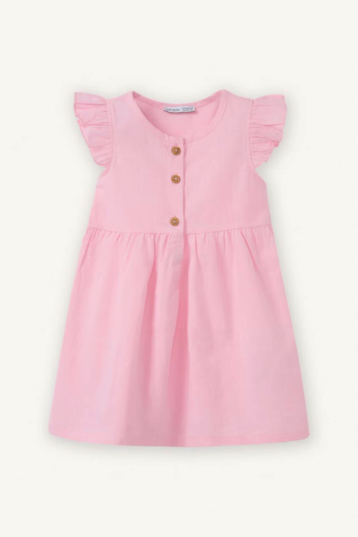 Defacto %100 Pamuk Flamlı Poplin Elbise Kız Bebek Z7402A226SM