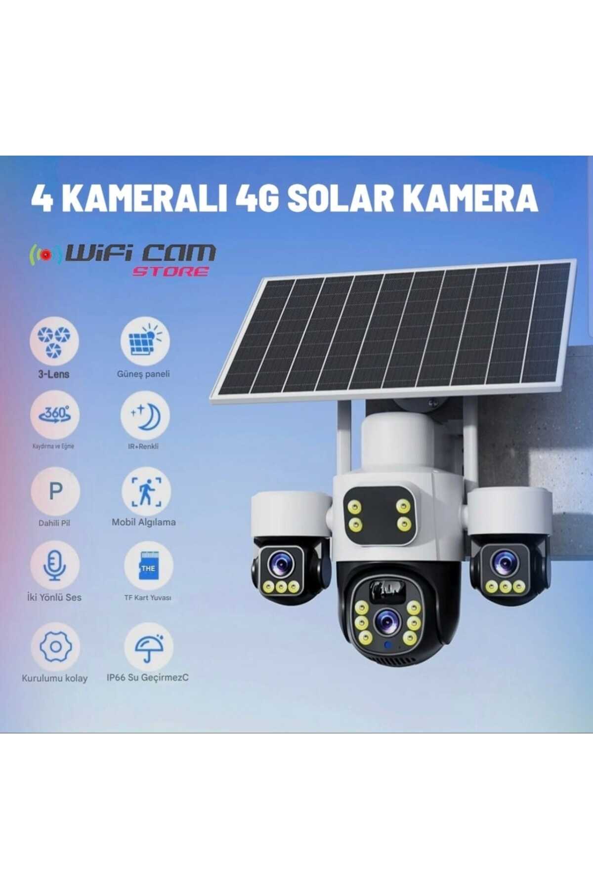 imu様 WİFİCAM İnox X13 3 Kameralı 4g Solar Kamera AOV Yazlım 7/24 Kayıt