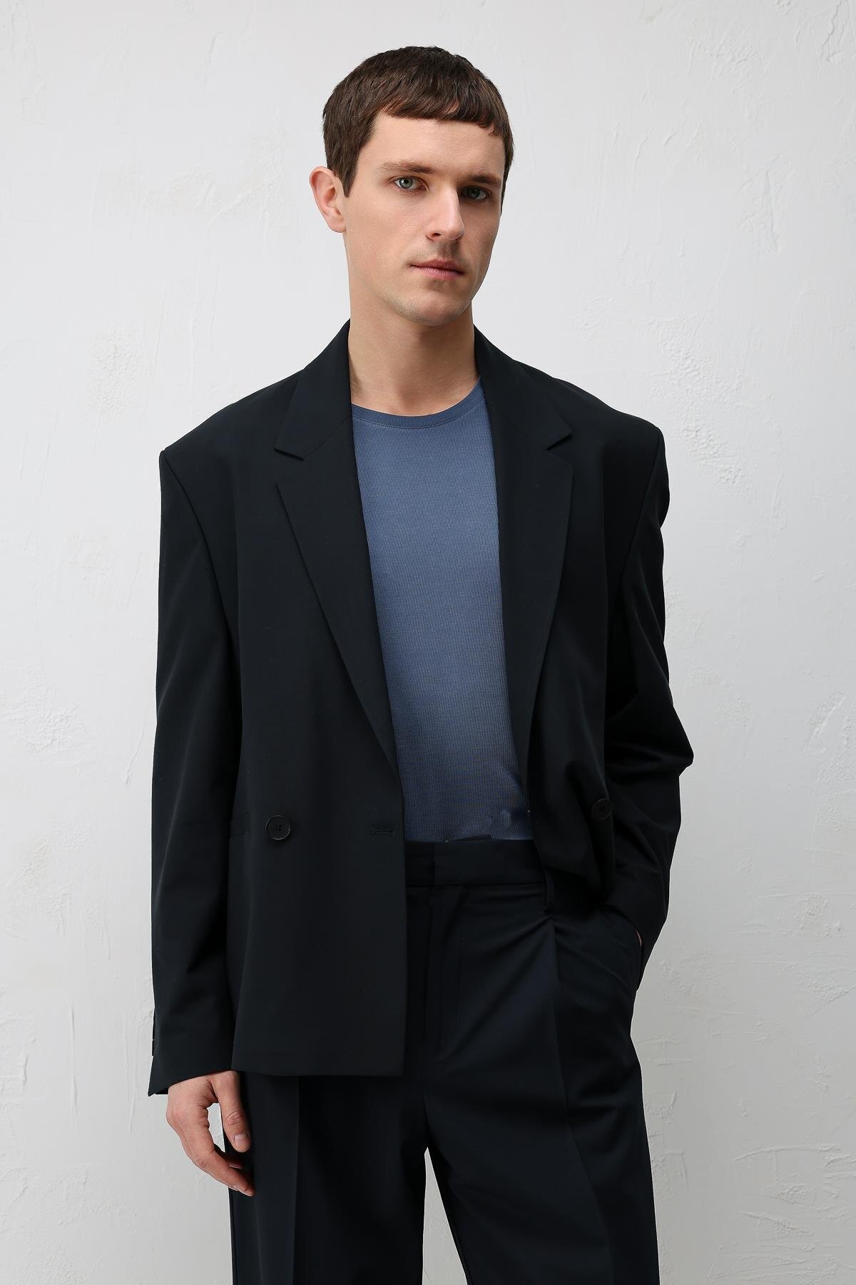 Antioch  Lacivert Relaxed Fit Erkek Blazer Ceket - Görsel 3