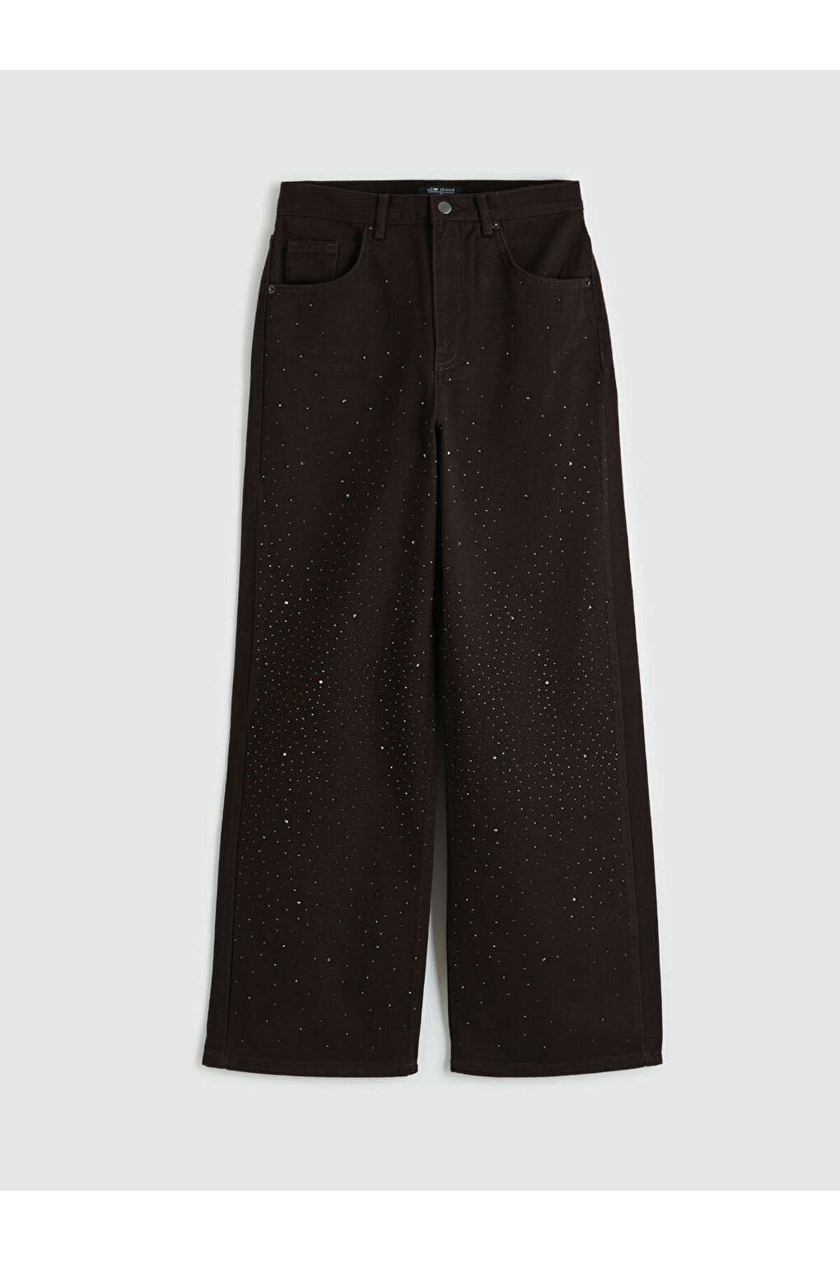 LCW Jeans Brown High Waist Wideleg Women's Jeans with Gem from Cc Collection