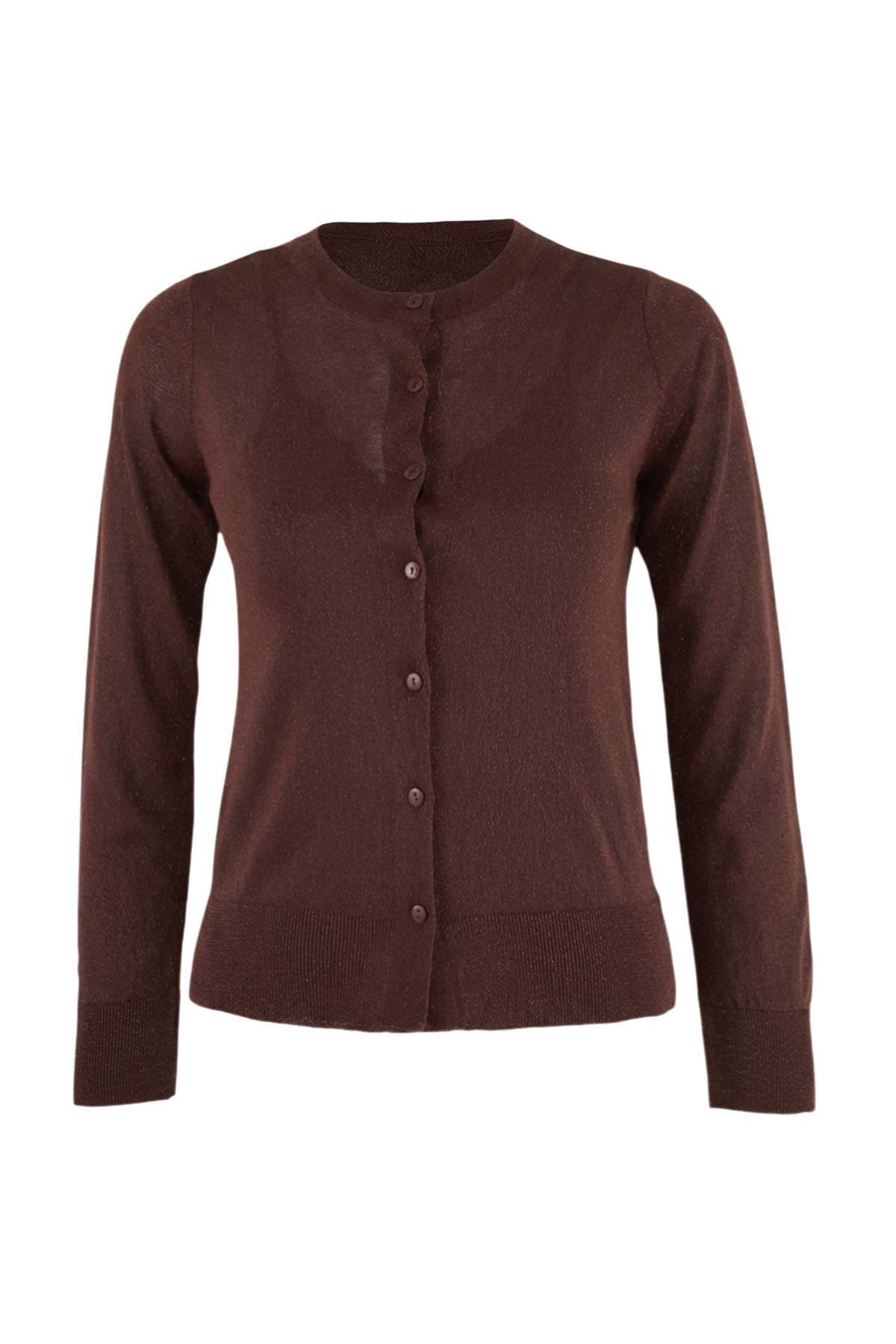 Trendyolmilla  Kahverengi 2'li Yazlık Özel İplik Dantel Detaylı Triko Bluz-Hırka TWOSS26HI00016 - Görsel 7