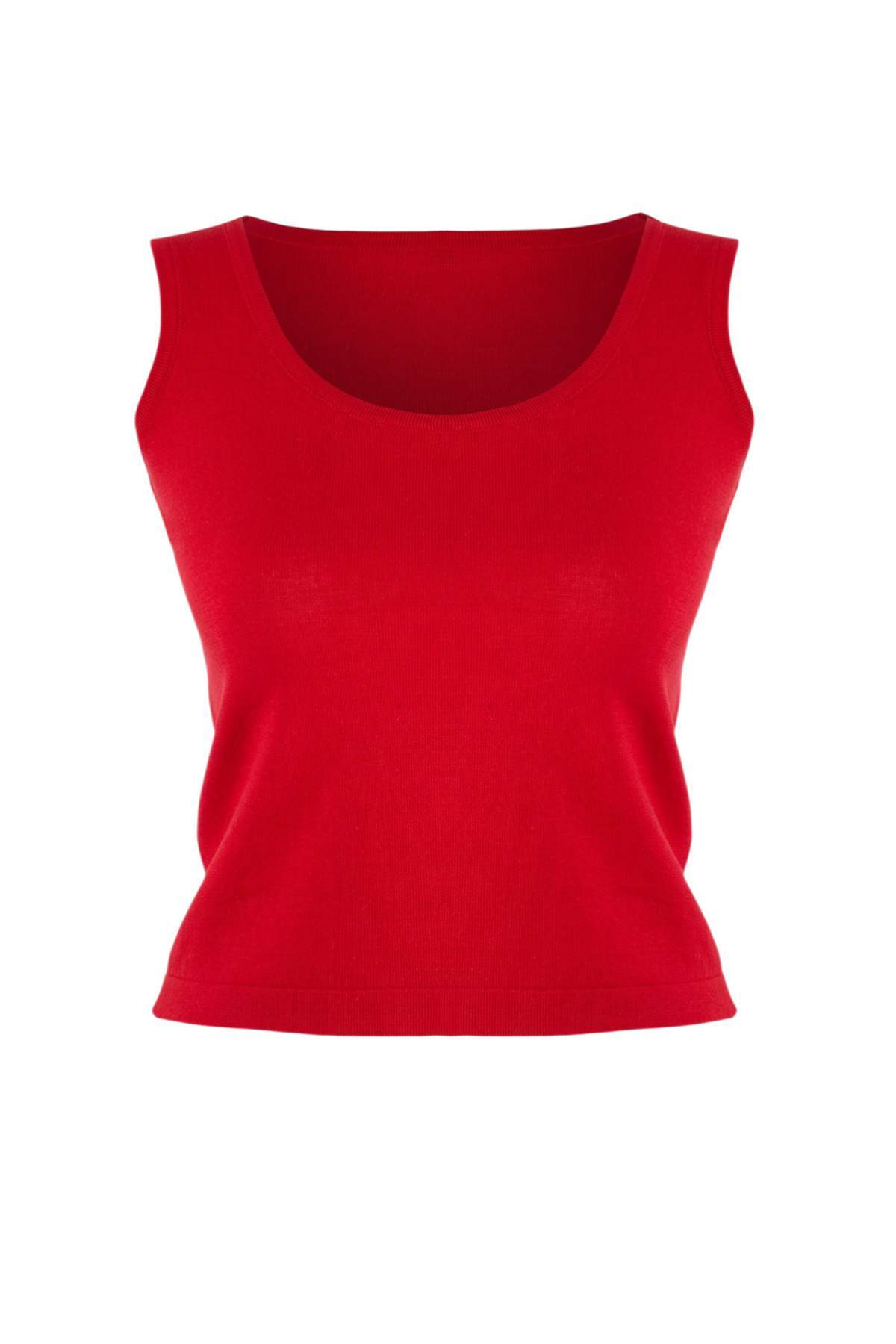 Trendyolmilla  Kırmızı Bisiklet Yaka 2'li Bluz-Hırka Triko Hırka TWOSS26HI00014 - Görsel 5