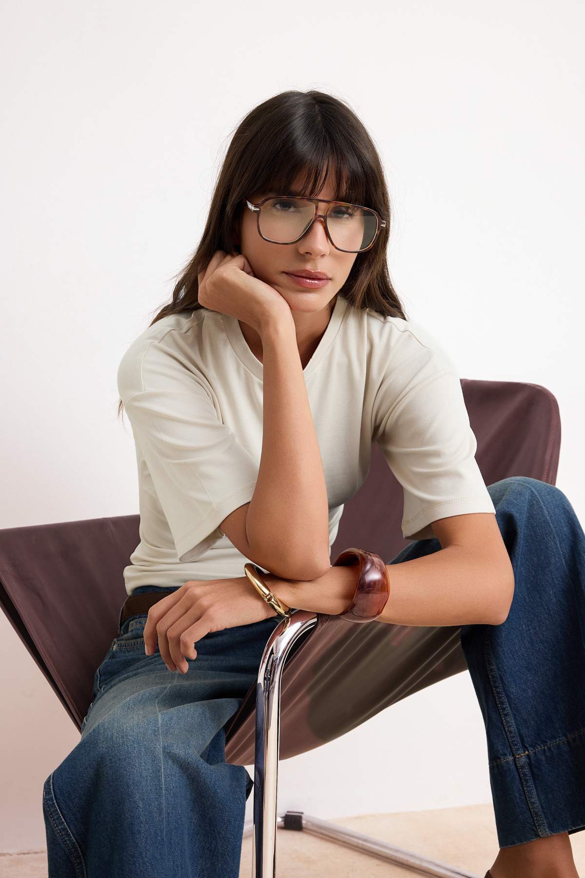 Trendyolmilla  Taş Fitted/Bele Oturan Düşük Kol Truvakar Yumuşak Örme T-Shirt TWOSS26TS00060 - Görsel 2