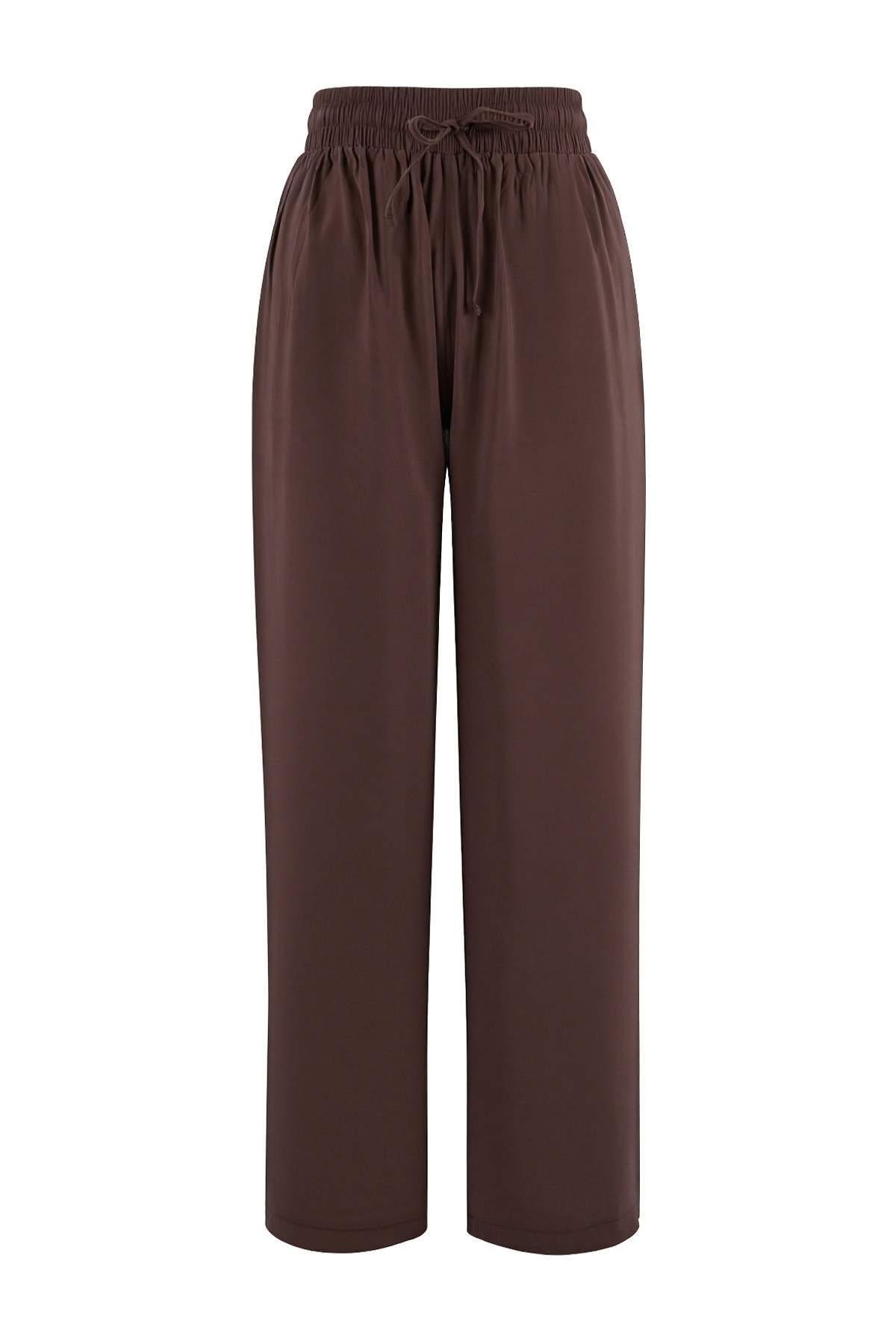 Trendyolmilla  Kahverengi Modal Görünümlü Bluz Pantolon Dokuma Alt - Üst Takım TWOSS26AU00086 - Görsel 7