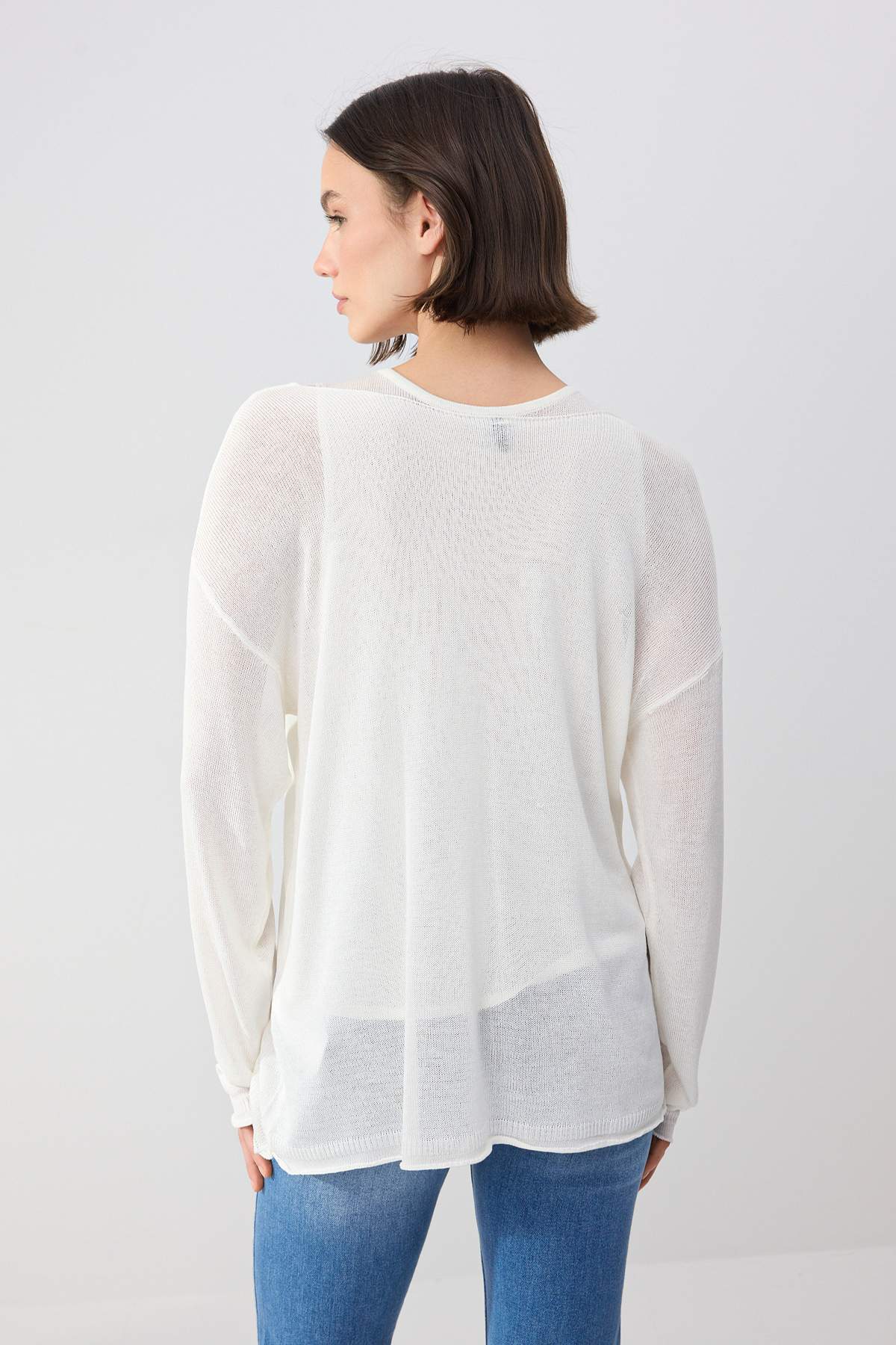 Trendyolmilla  Wardrobe Essentials Ekru Kayık Yaka Oversize 2'li Atlet-Bluz Triko İnce Bluz TWOSS26BZ00283 - Görsel 5