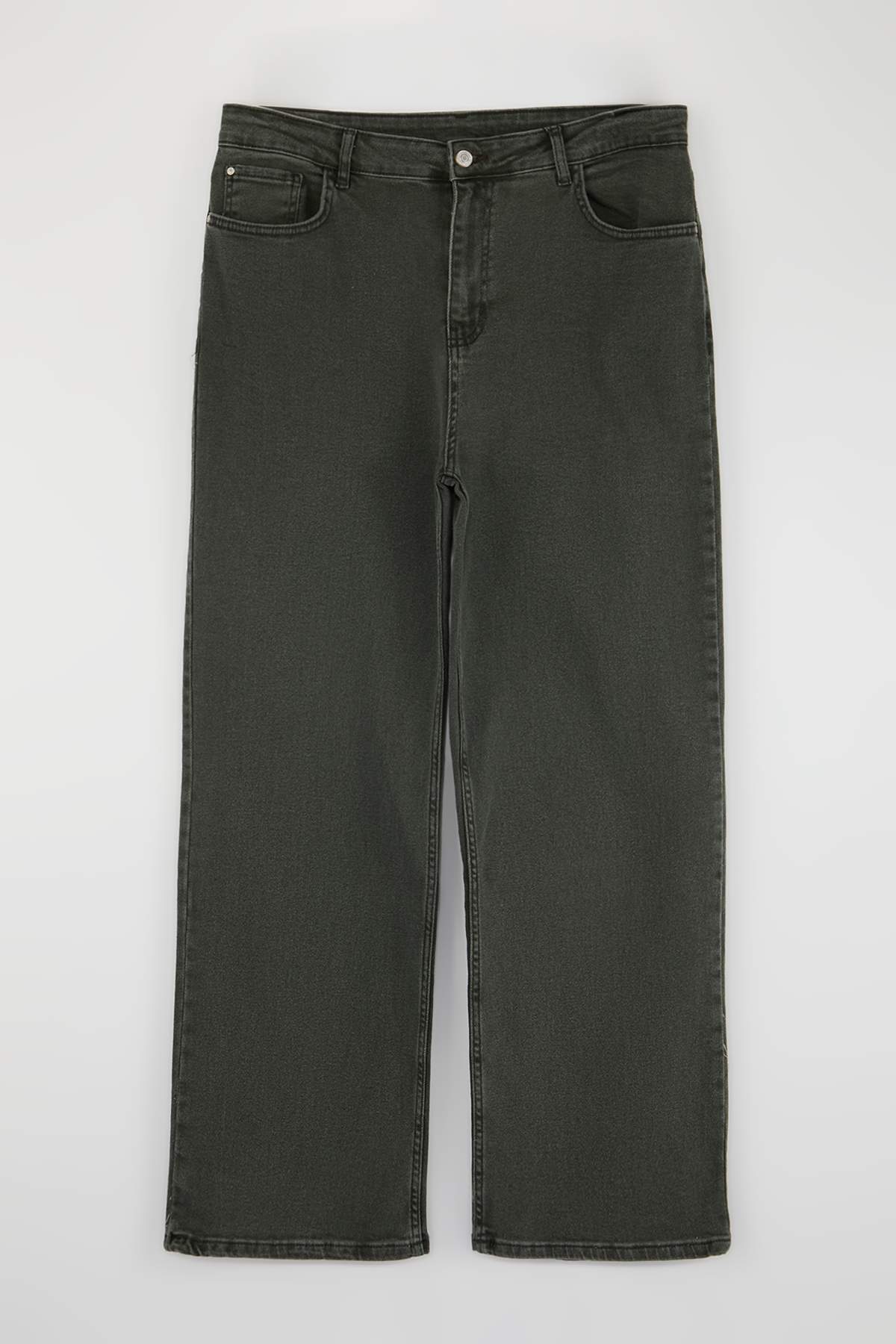 Trendyolmilla Curve Yeşil Yüksek Bel Geniş Paça Büyük Beden Wide Leg Jeans TBBAW23CJ00020