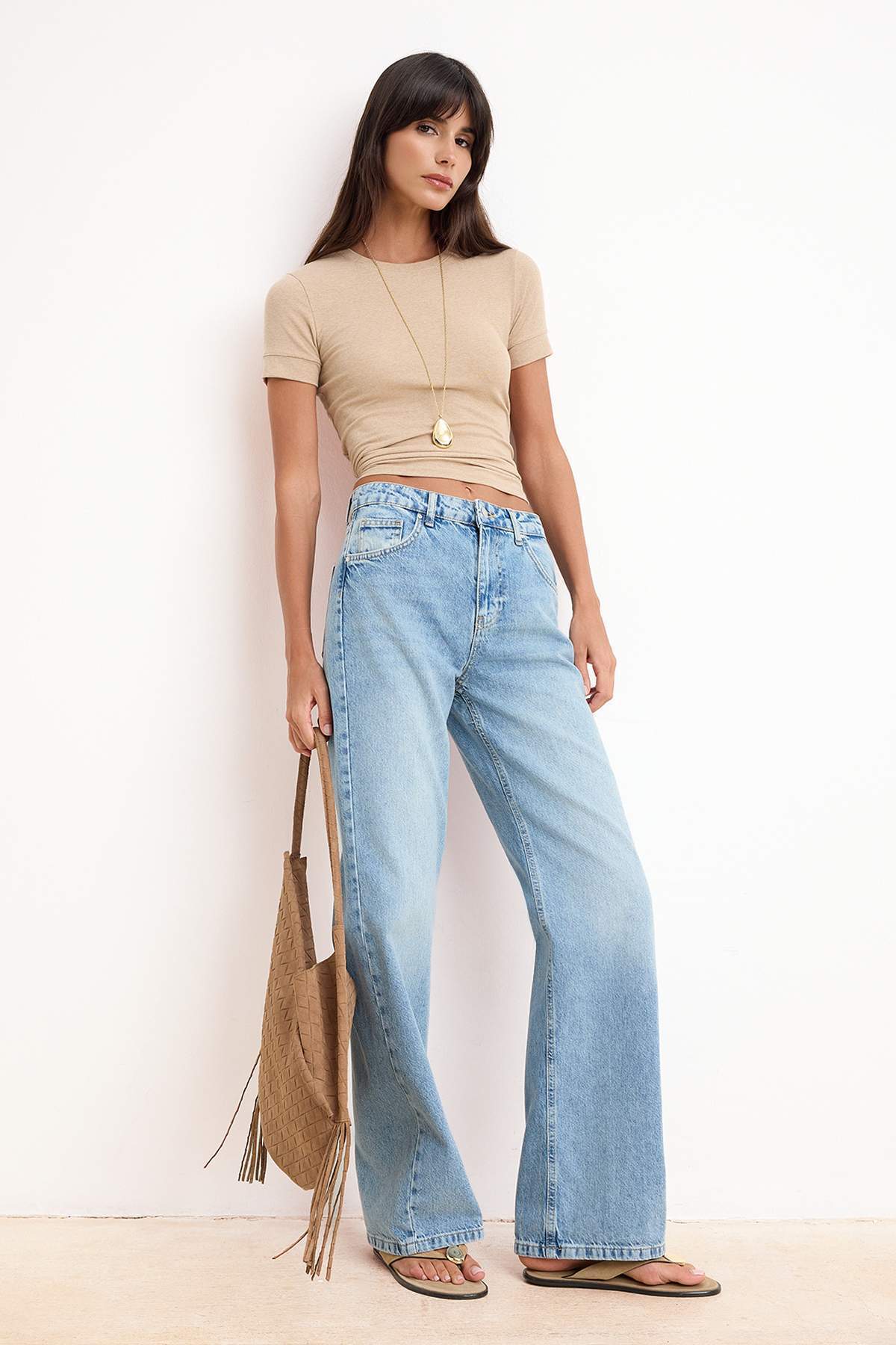 Trendyolmilla  More Sustainable Açık Mavi Yüksek Bel Wide Leg Jeans TWOAW26JE00073 - Görsel 2