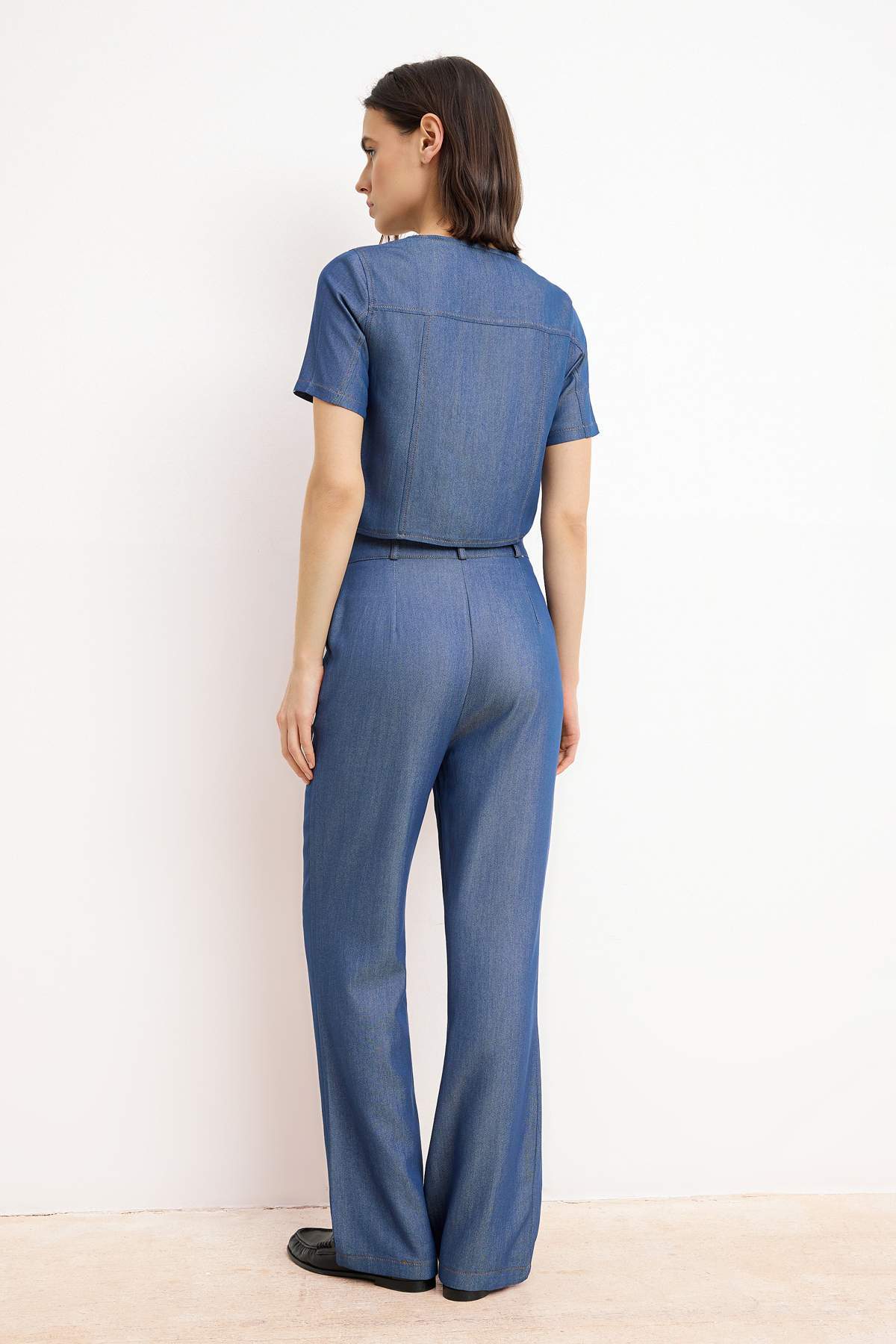 Trendyolmilla  Indigo Gömlek Pantolon Dokuma Alt - Üst Takım TWOSS26AU00055 - Görsel 4