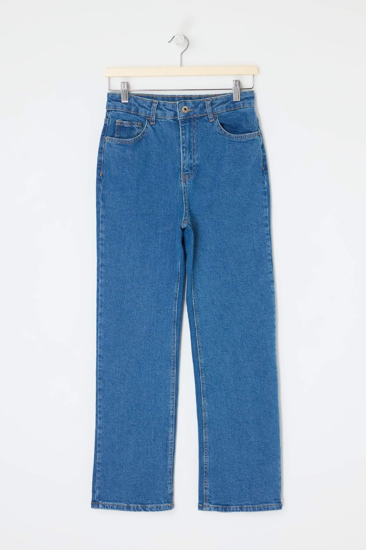 Trendyolmilla  Mavi Yüksek Bel Orta Esnek Straight Düz Kesim Jeans TWOSS26JE00189 - Görsel 5