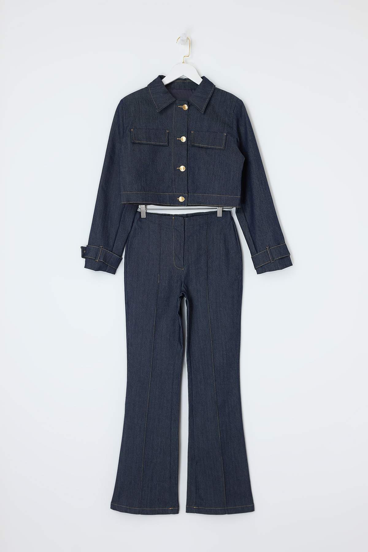 Trendyolmilla  Lacivert Alt-Üst Denim Takım TDRSS26AU00015 - Görsel 4