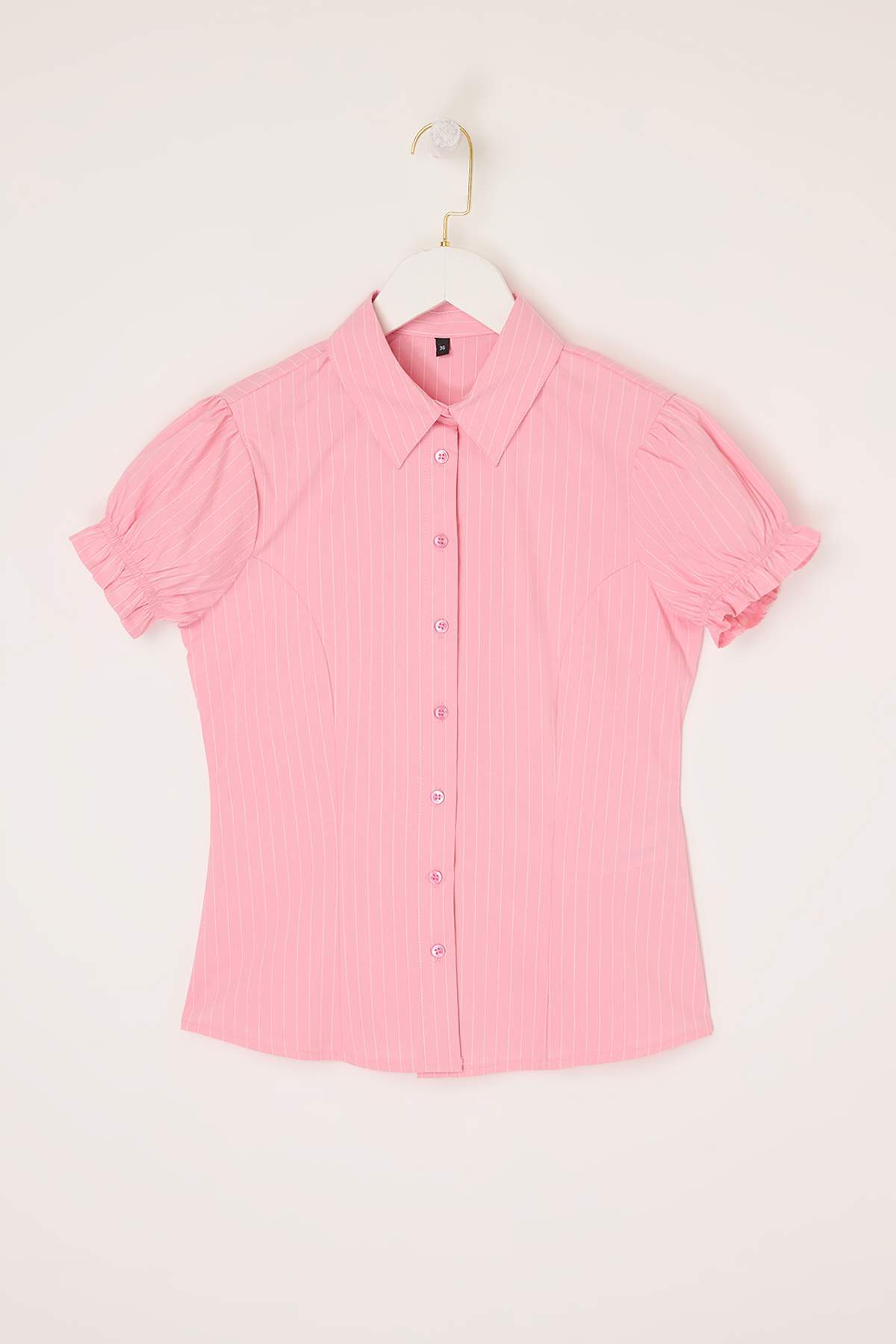Trendyolmilla Açık Pembe Çizgili Bedene Oturan Gömlek TWOSS26GO00081