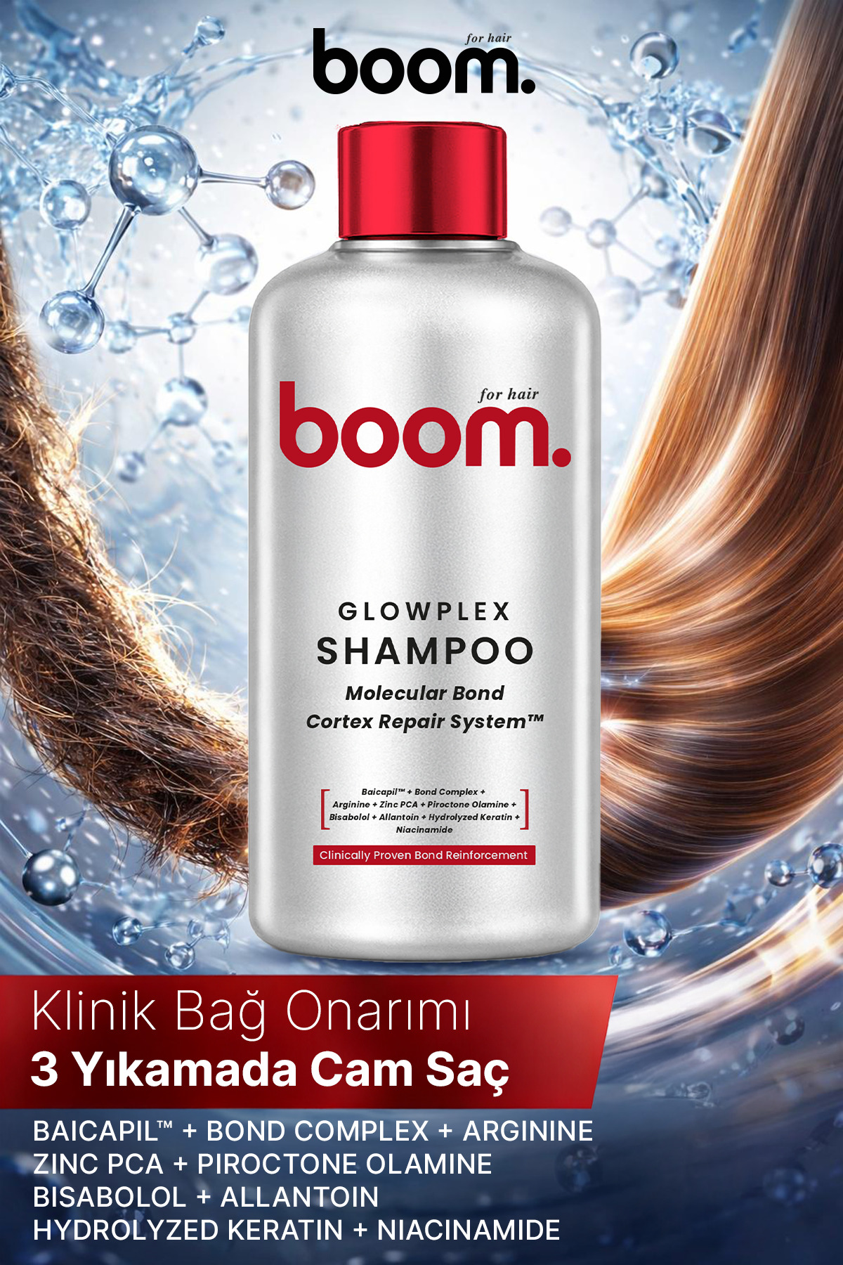 BOOM Glowplex Bağ Onarıcı Saç Şampuanı 350 ML