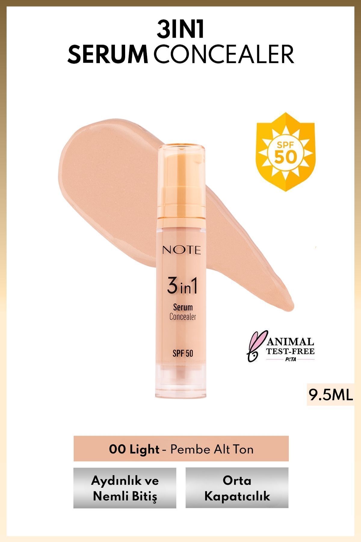 Note Cosmetics 3 in 1 Serum Concealer SPF 50 Nemlendirici ve Aydınlatıcı Göz Altı Kapatıcısı - 00 Light - Fiyatı, Yorumları