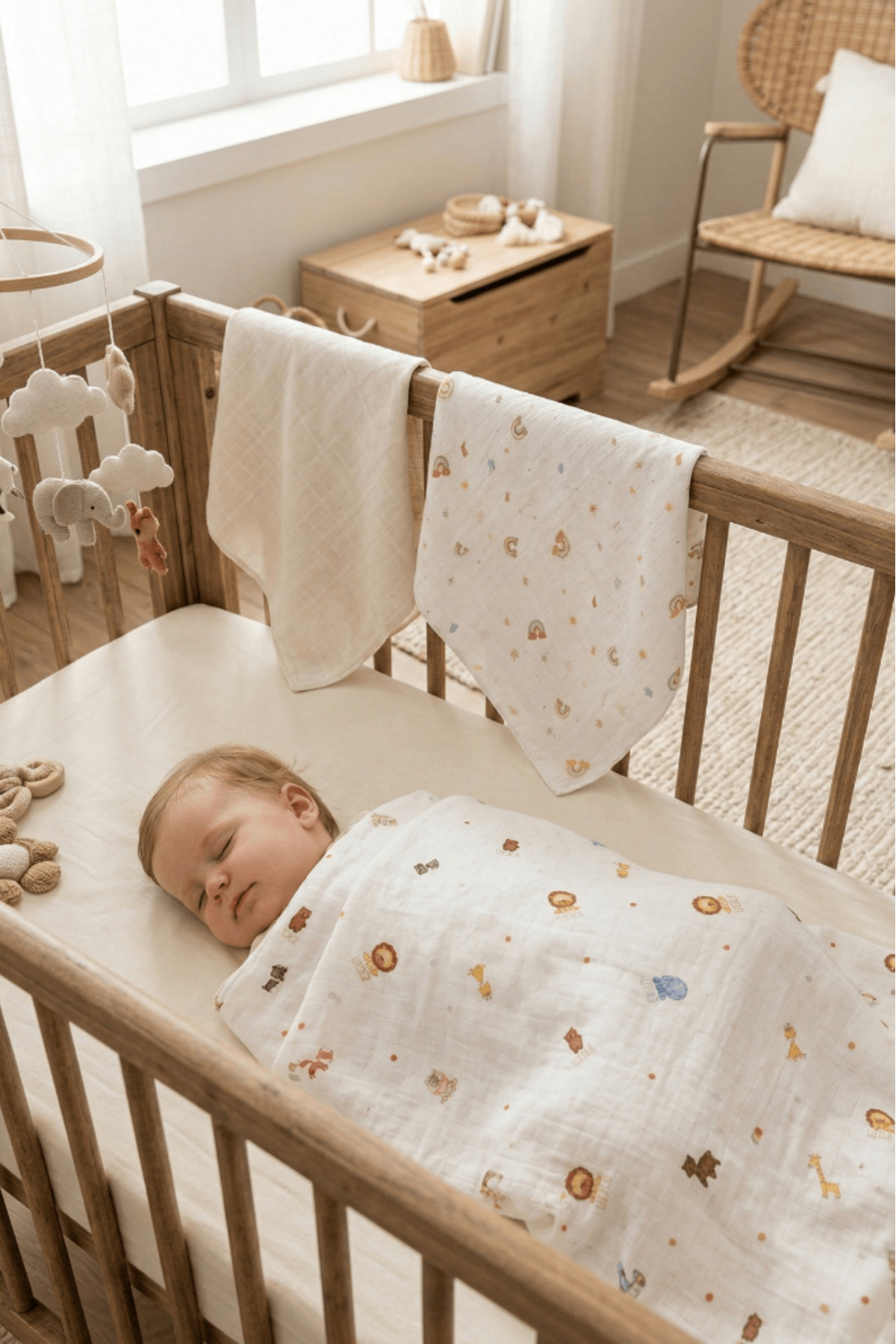 LUCKKA Little Organic's | 3’lü %100 Organik Pamuk Müslin Örtü - Battaniye Seti 75x80 cm | Oeko-tex | Gots - fotoğrafı 6 (önizleme)