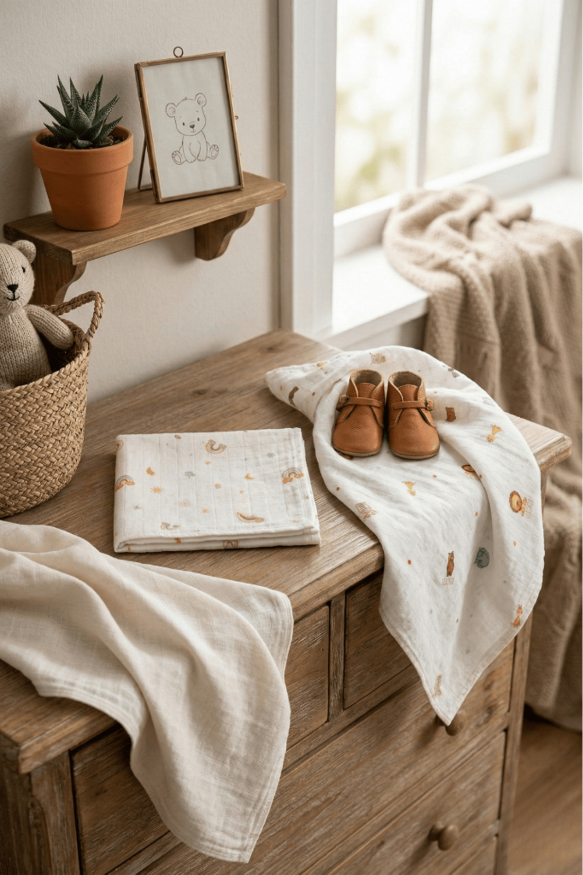 LUCKKA Little Organic's | 3’lü %100 Organik Pamuk Müslin Örtü - Battaniye Seti 75x80 cm | Oeko-tex | Gots - fotoğrafı 5 (önizleme)