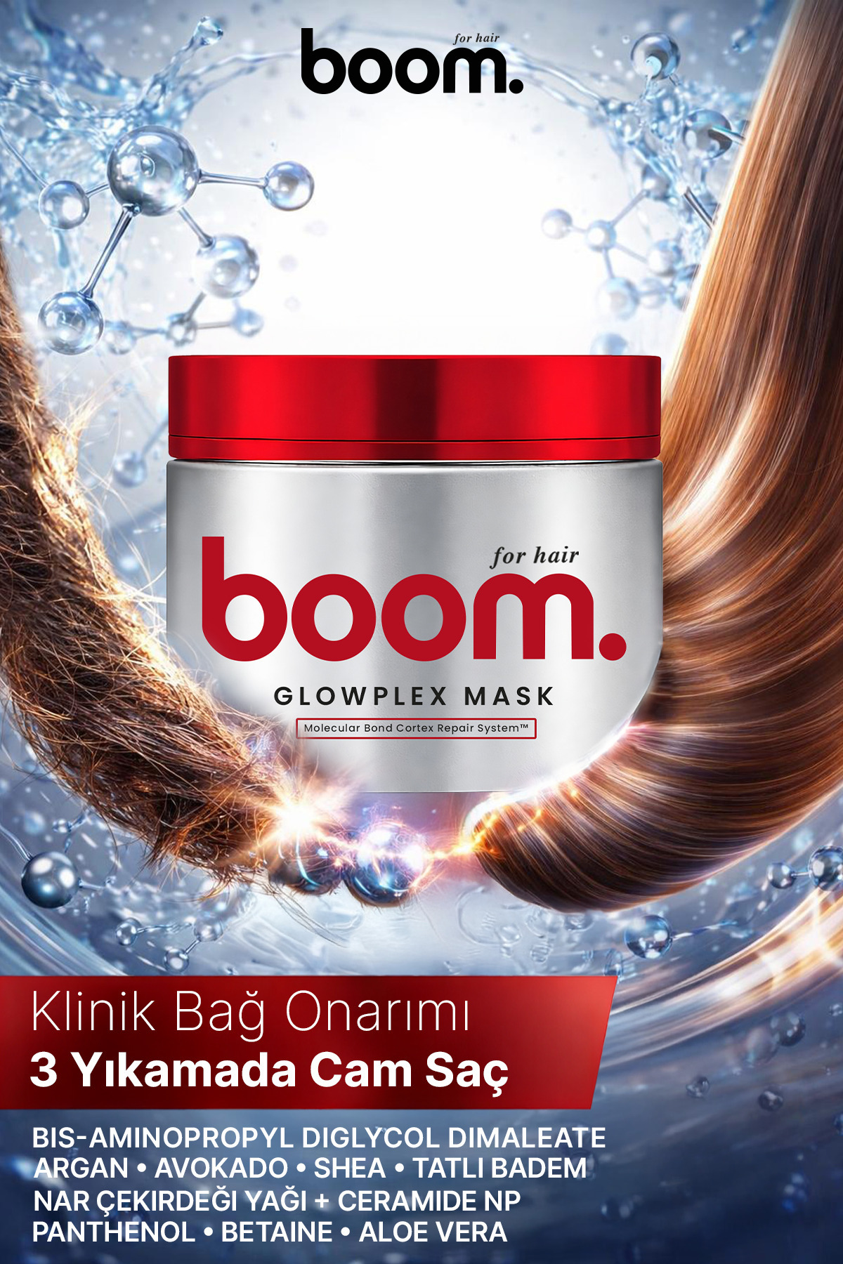 BOOM Glowplex Bağ Onarıcı Hızlı Uzamaya Yardımcı Dökülme Karşıtı Saç Maskesi ...