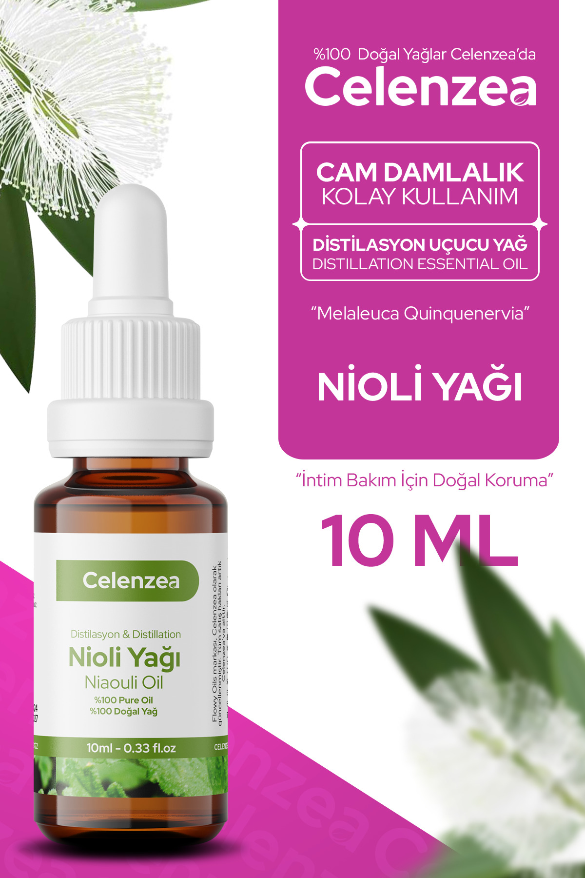 Celenzea Nioli Uçucu Yağı %100 Doğal Distilasyon Yağı, Kötü Koku Önleyici İntim Bakımı ve Gözenek Arındırıcı Cilt Bakımı, Niaouli Essential Oil (Melaleuca Viridiflora) 10ml — TYC00544709919