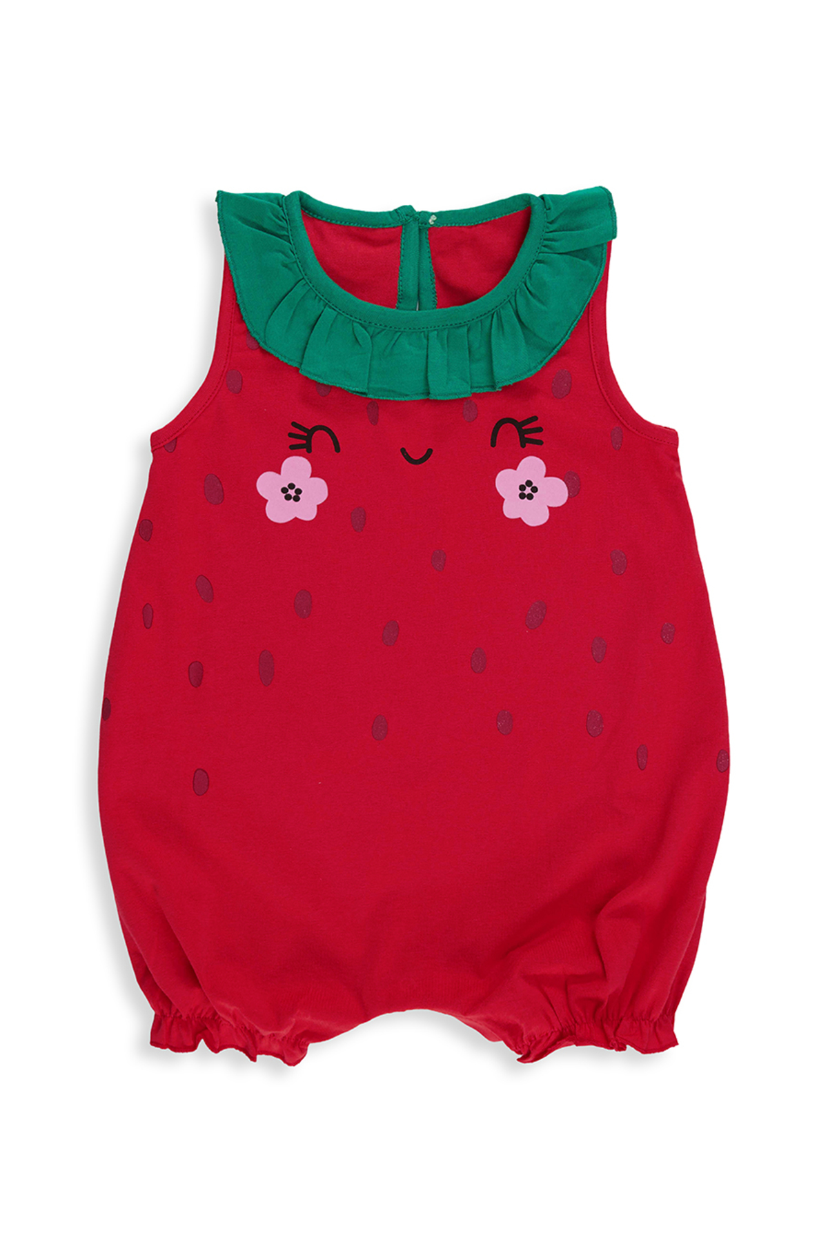 Denokids Tatlı Çilek Kız Bebek Pamuklu Yazlık Tulum fotoğrafı 4 (önizleme)